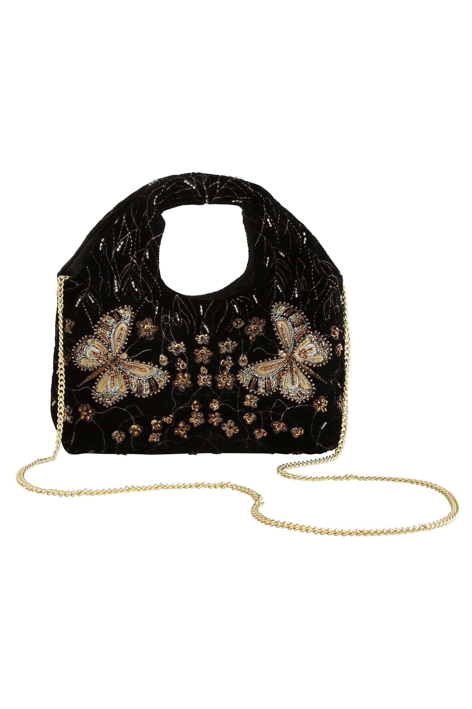 Next Clutch Samttasche mit Stickerei, Schmetterling (1-tlg)