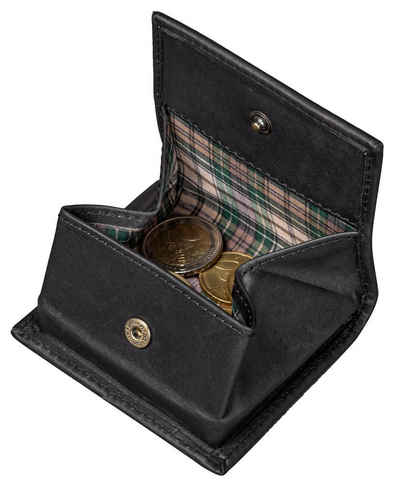 Benthill Mini Geldbörse Echt Leder Münzbörse mit Kleingeldschütte Slim Wallet für Münzen, Münzfach