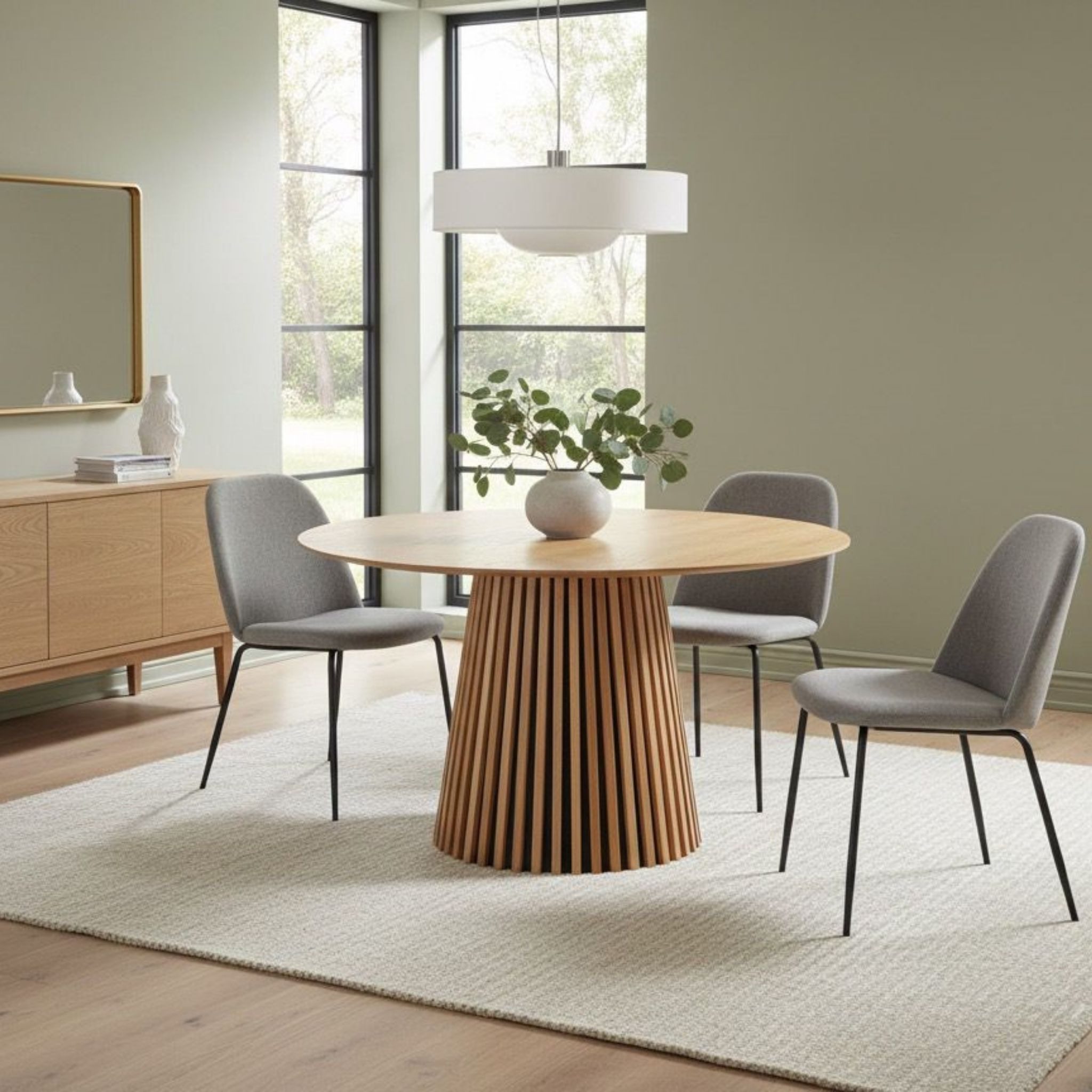 MR.DEKO Esstisch Esstisch Oria rund Ø 120 cm Natur Oak – Vollholz & Lamelle günstig online kaufen