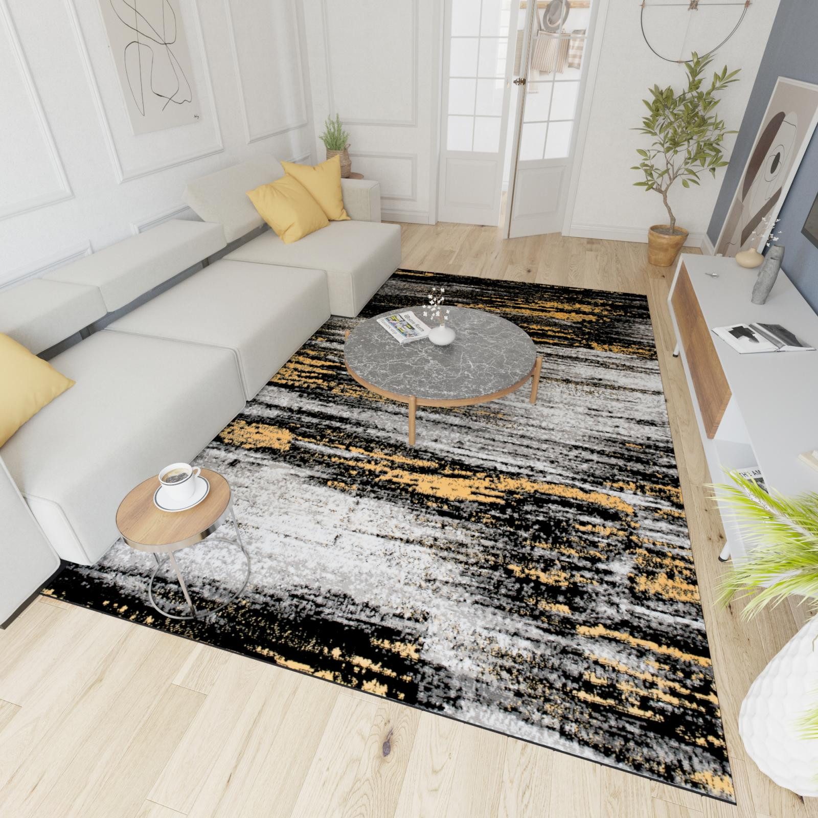 Mazovia Designteppich Modern Abstrakt Anthrazit Grau Wohnzimmer, Schlafzimmer, Esszimmer, Fußbodenheizung – Bild 4 von 5
