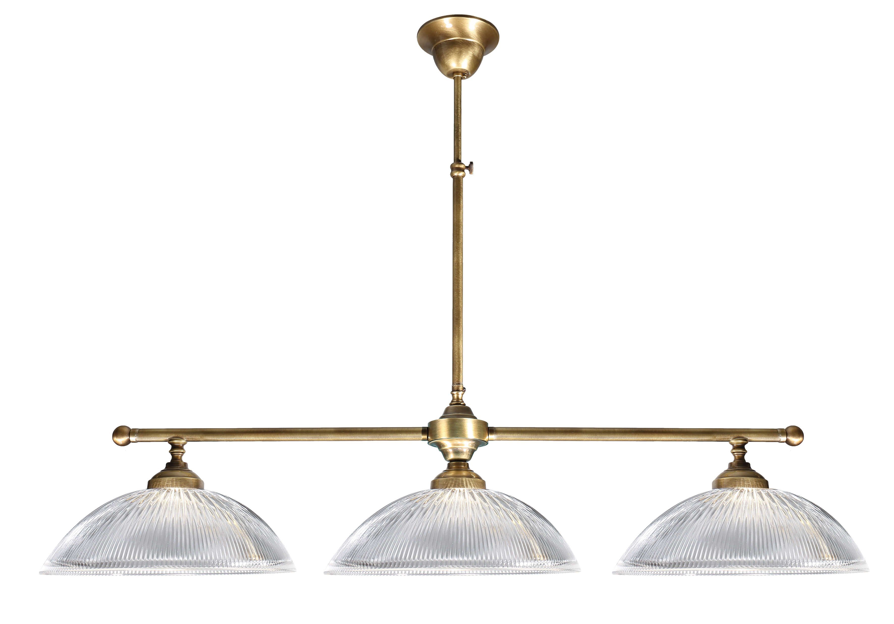 ohne Premium BILIARDO, Riffelglas Leuchtmittel, Deckenleuchte Echt-Messing LAMPADARI Jugendstil Bar Deckenlampe E27 Licht-Erlebnisse 3-flmg