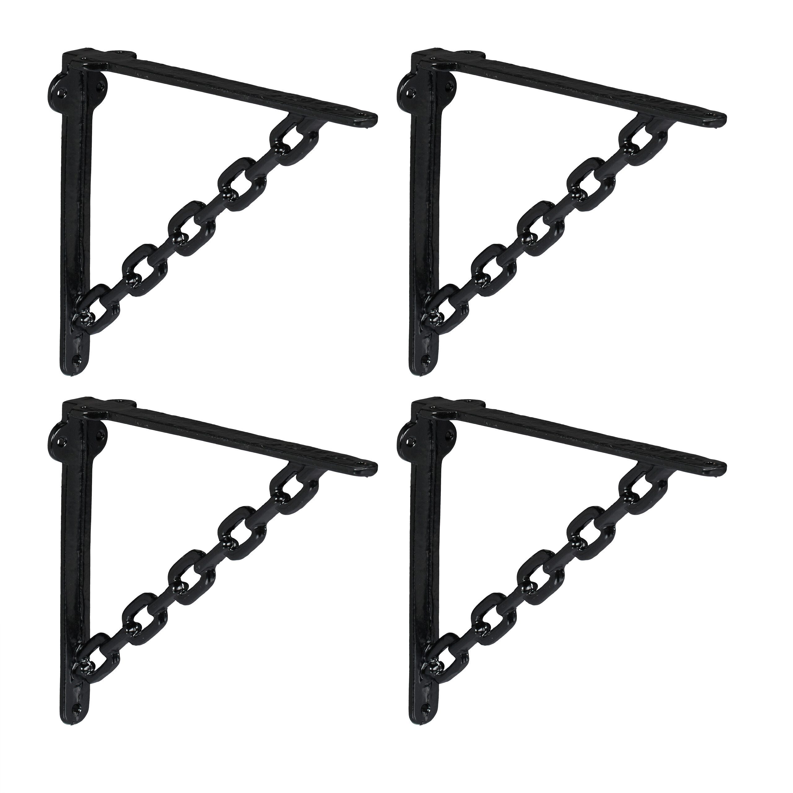 relaxdays Wandregalhalter Regalwinkel 4er Set Ketten-Design, schwarz günstig online kaufen