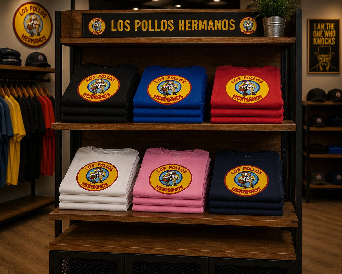 Blondie & Brownie T-Shirt Hermanos Gelb Damen Shirt Los Pollos Print Rundhals Baumwolle Retro (Einzelstück, Einzelartikel) HermanosG D Tee Damen Kultshirt Print