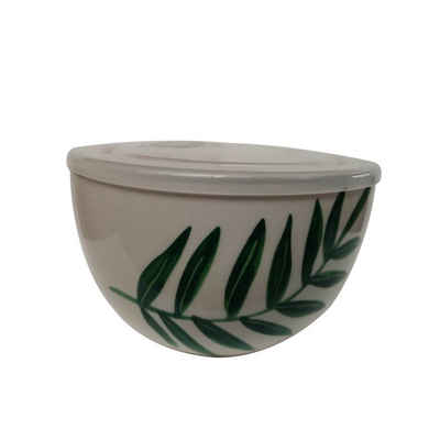 Neuetischkultur Schüssel Schüssel rund 1 Liter Keramik gemustert, Keramik, (1-tlg), Rührschüssel, Salatschüssel, mit Kunststoffdeckel