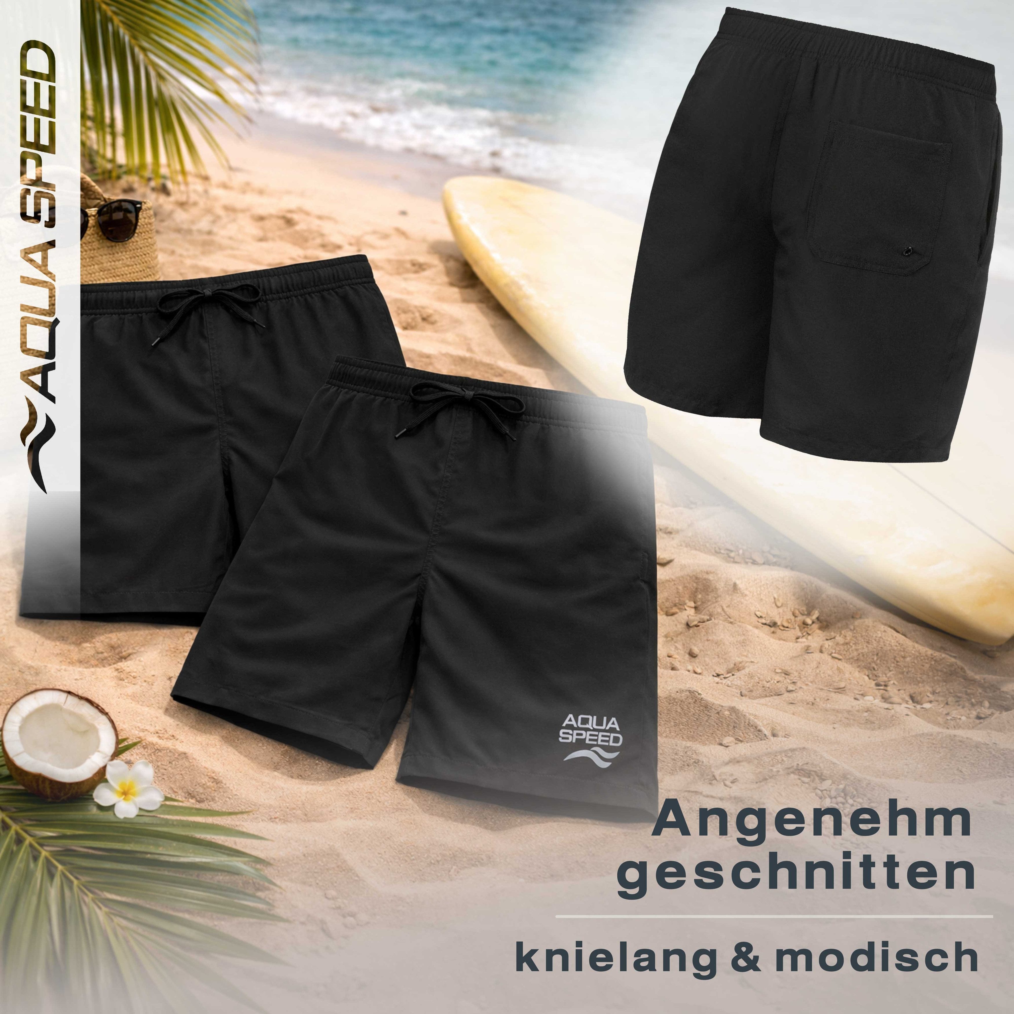 Aqua Speed Boardshorts (DYLAN Badeshorts Badehose Strandhose Schwimmhose Herren) Angenehmes Material sorgt für hohen Tragekomfort an warmen Tagen