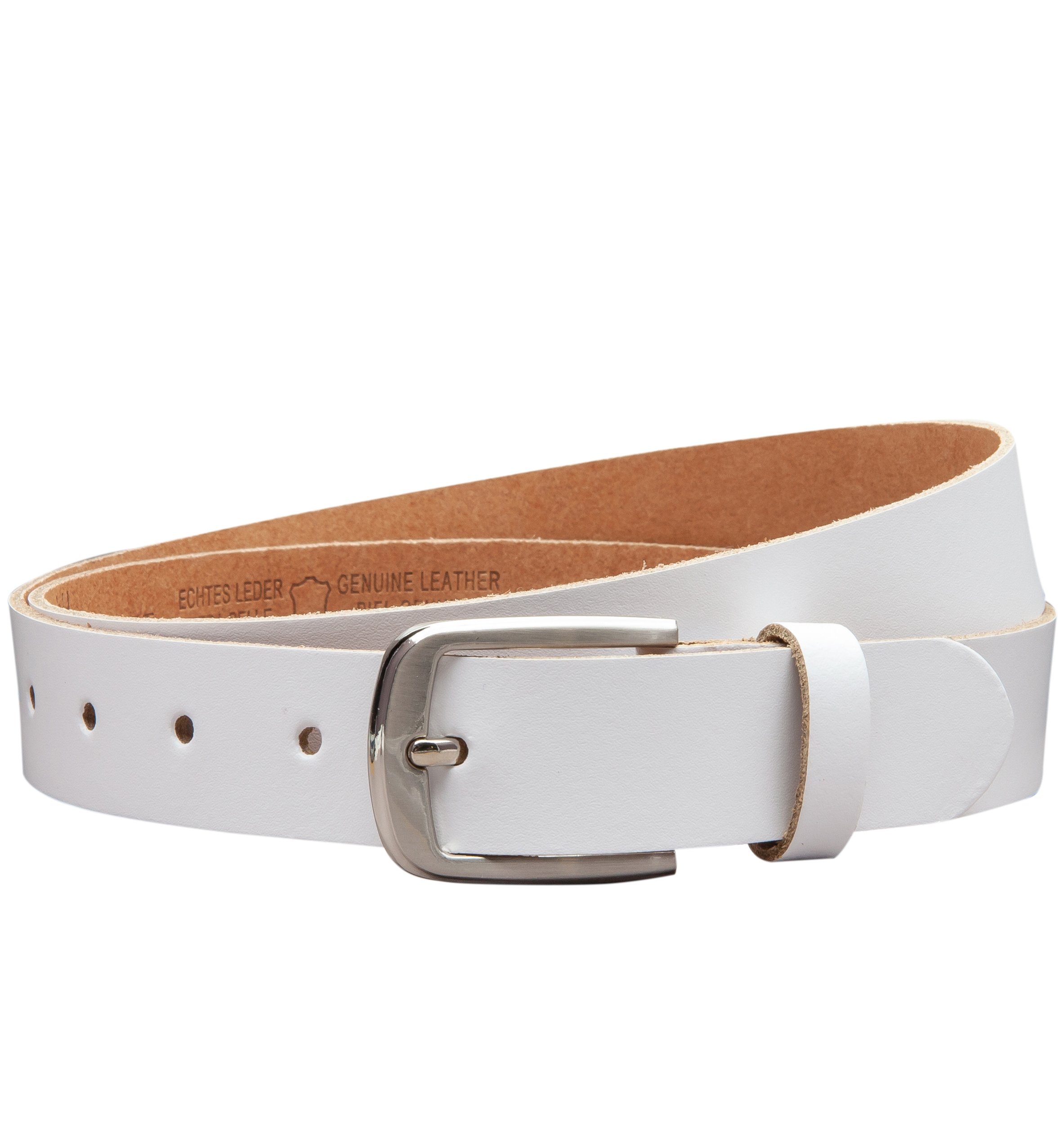 COLOGNEBELT Ledergürtel OM315-SL-Weiss MADE IN GERMANY, Weiss Kürzbar, 100 % Echtleder, Aus einem Stück, Unisex – Bild 2 von 5