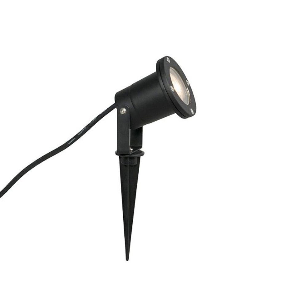 Qazqa Gartenstrahler Basic, Dimmbar, LED wechselbar, Kaltweiß, QAZQA Garten Erdspießleuchte, gu10, Schwarz, Aluminium, Modern