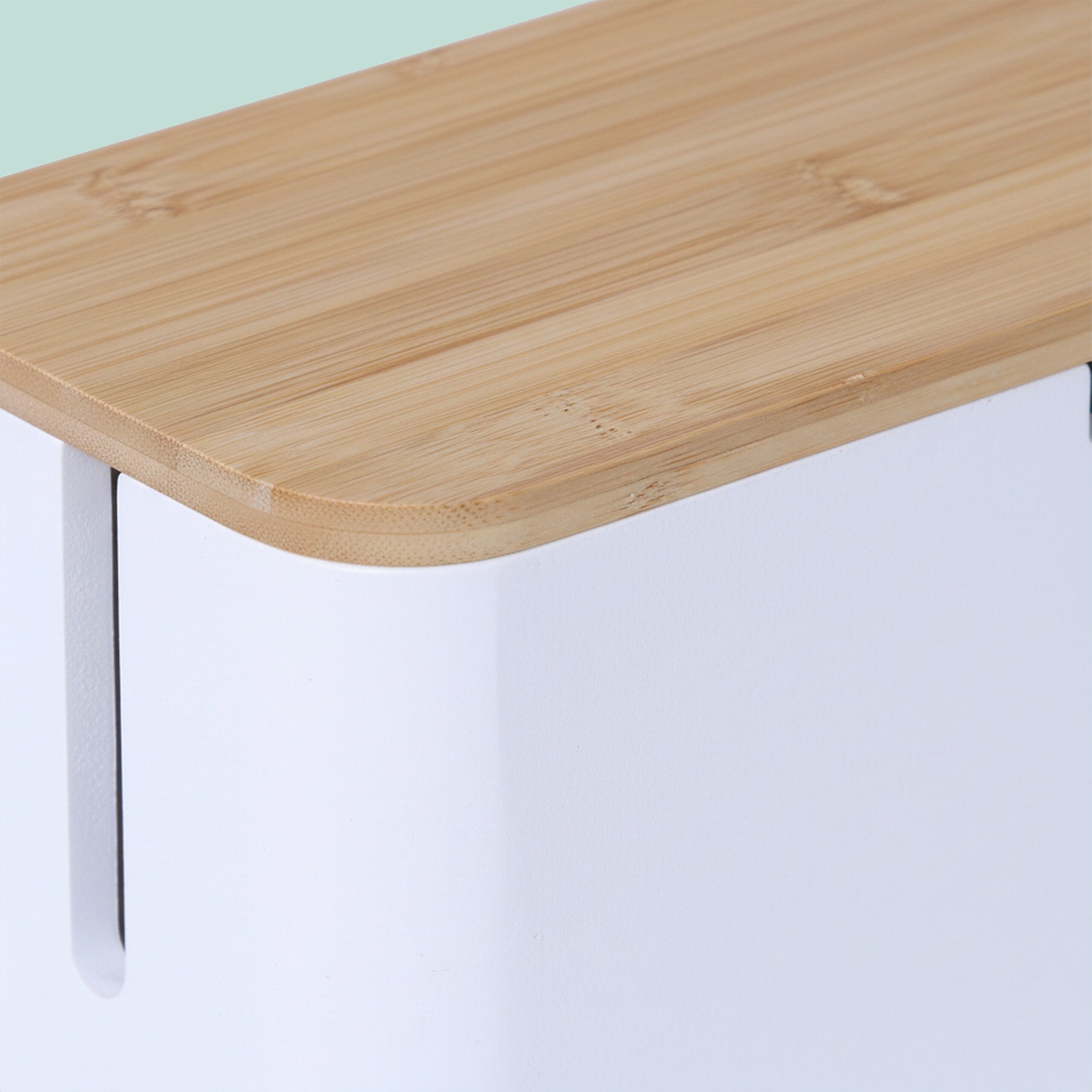 relaxdays Kabelbox aus Bambus, Natur-Weiß