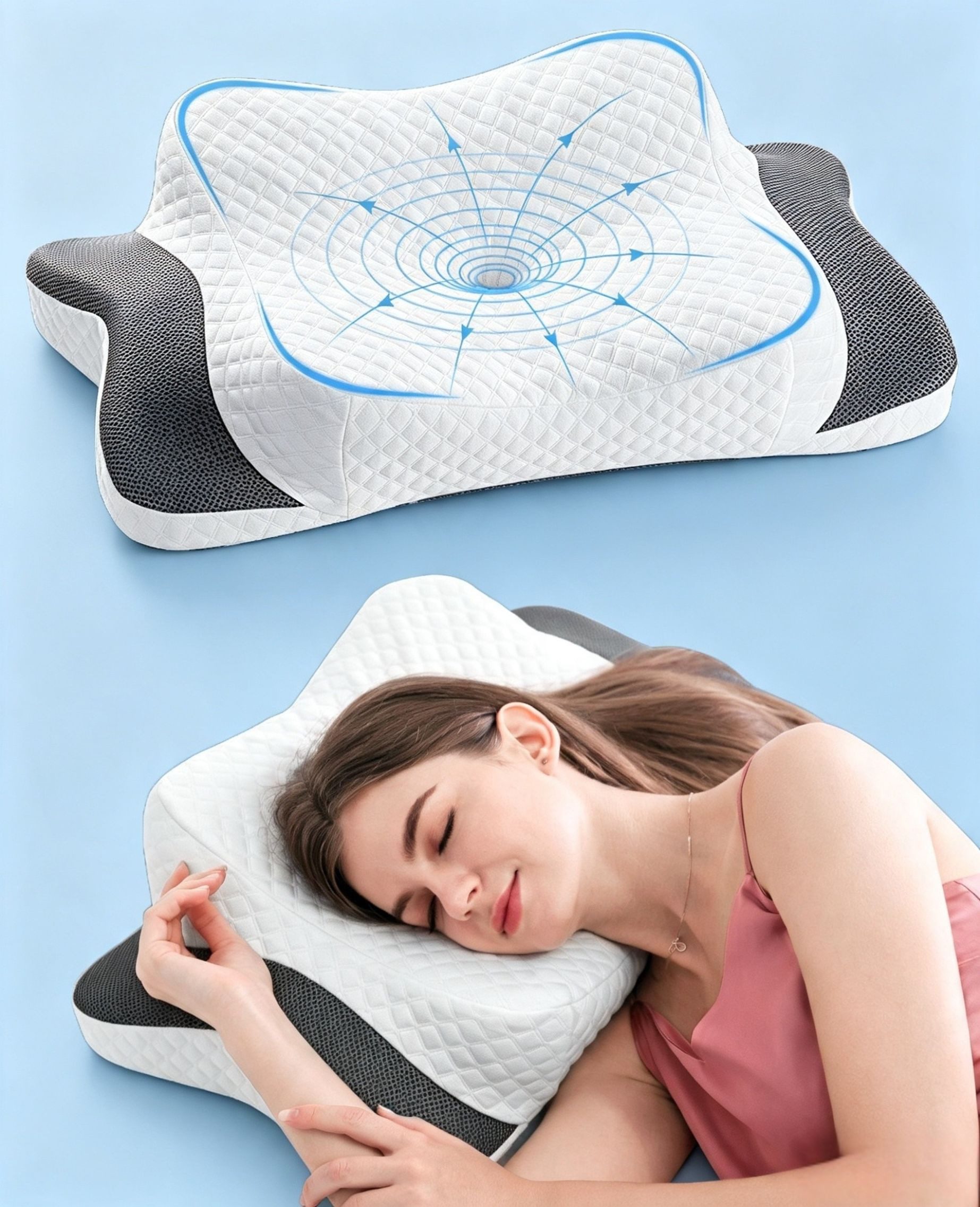 Elegear Nackenstützkissen kopfkissen Memory Foam nackenkissen schlafkissen mit 6 Höhen/2 Härte, Füllung: Memory-Foam, Rückenschläfer, Seitenschläfer, Bauchschläfer, Ergonomisches Schlaf, für alle Schlafpositionen gegen Nackenschmerzen
