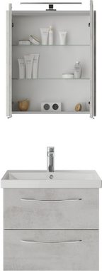 Saphir Badmöbel-Set Serie 4035 2-teilig, Keramikwaschtisch mit LED-Spiegelschrank, (Set), 60 cm breit, inkl. Türdämpfer, 2 Schubladen, 2 Türen, 2 Einlegeböden