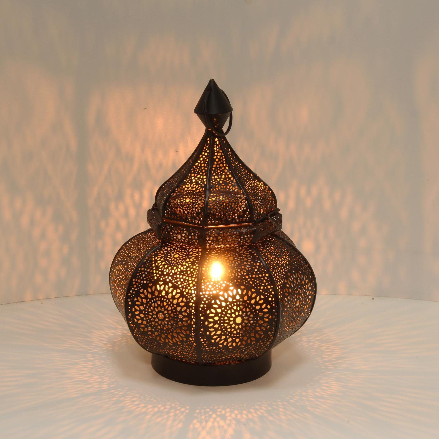Casa Moro Bodenwindlicht Orientalische Laterne Abir Schwarz 30cm Windlicht (Marokkanischer Kerzenhalter Deko Leuchte, 1 St), originelle Geschenk Idee Ostern Muttertag LN2040