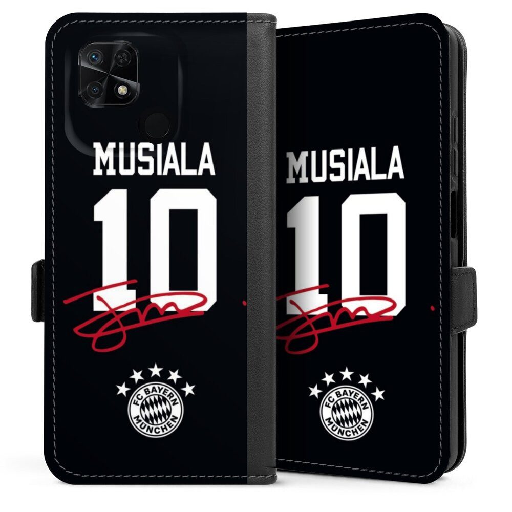 DeinDesign Handyhülle FC Bayern München Jamal Musiala FCB Musiala 10, Xiaomi Redmi 10C Hülle Handy Flip Case Wallet Cover Handytasche Leder