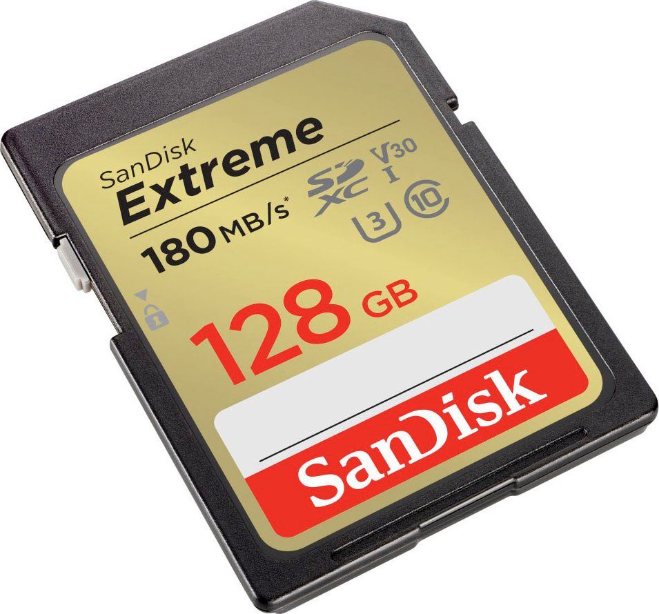 Sandisk Extreme 128GB Speicherkarte (128 GB, UHS Class 3, 180 MB/s Lesegeschwindigkeit)