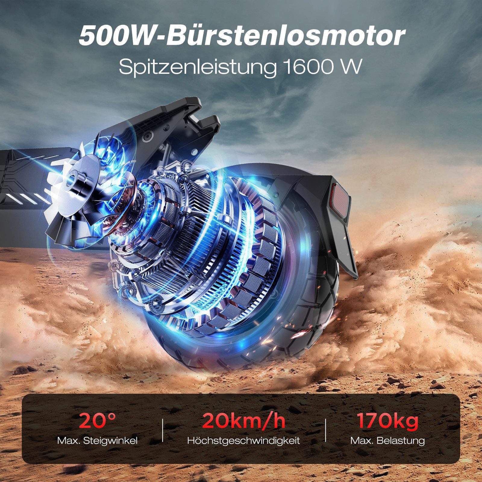 HITWAY E-Scooter H10 Elektroroller bis zu 90km/110km mit Straßenzulassung(ABE), 500 W, 20,00 km/h, (mit Schutzblech), doppelte Stoßdämpfung, Schnellladefunktion, NFC, faltbarer Roller