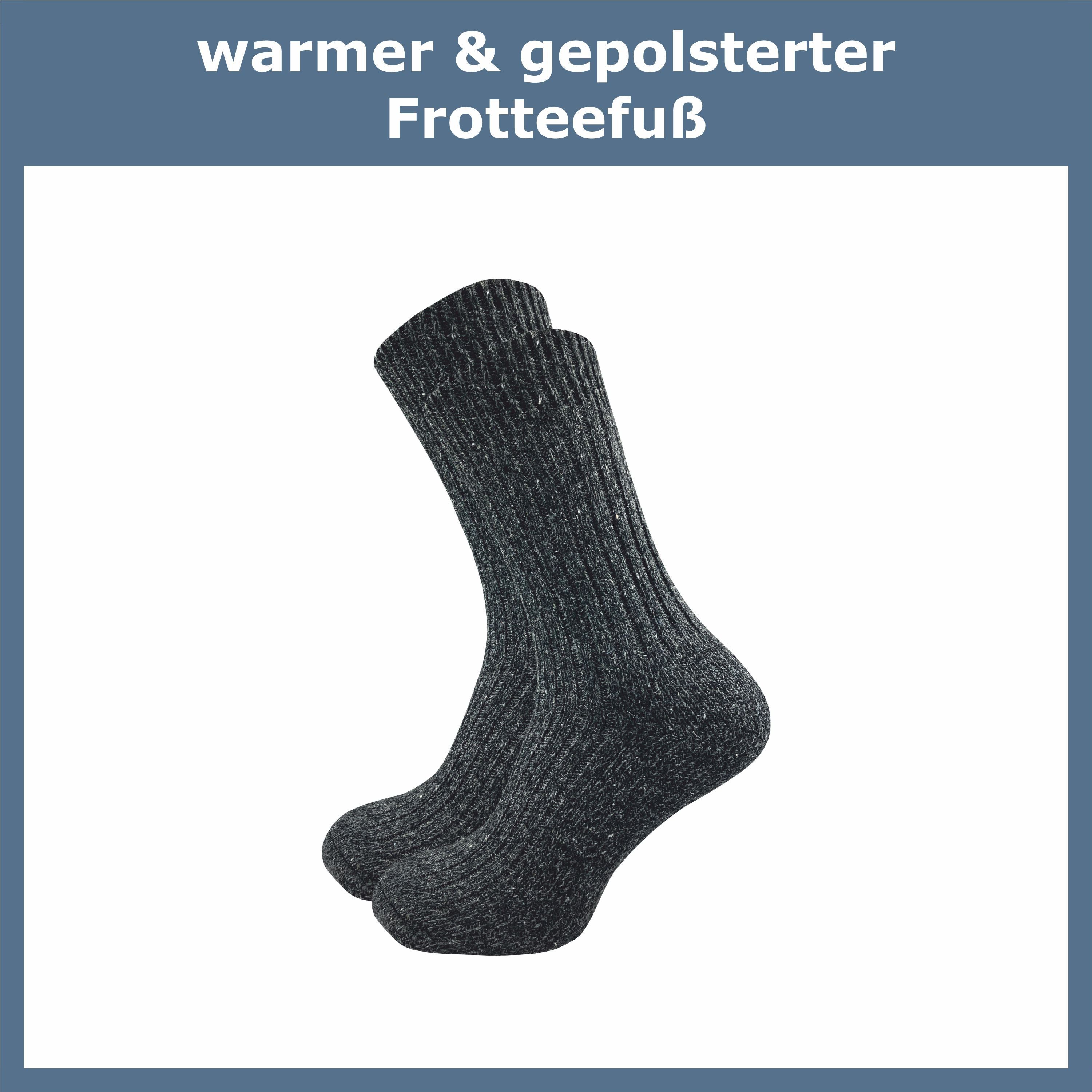 GAWILO Norwegersocken Fersenpolster und - Paar) Plüschsohle Wolle - Füße Wintersocken für gegen für Thermosocke Herren Füße (10 70% aus Dickes warme schwarz kalte