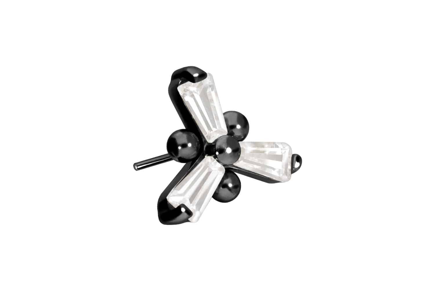 Piercing-Set Titan Aufsatz mit Push Pin KRISTALLBLUME