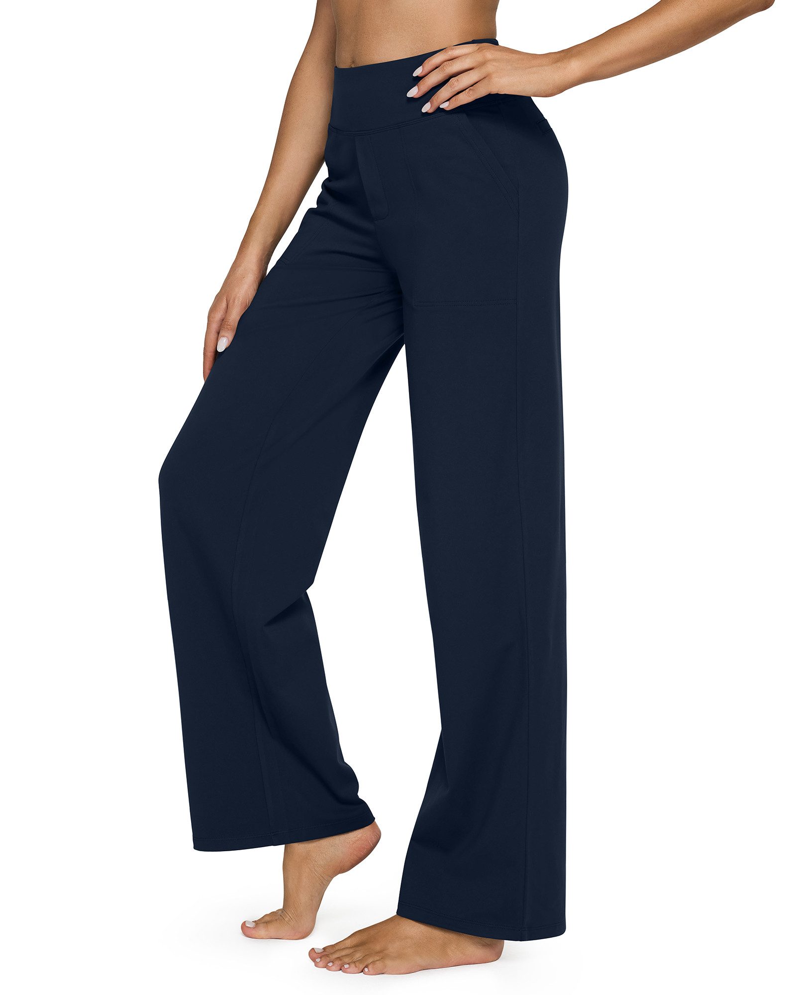 G4Free Jogginghose Yoga Hosen Damen Kleiderhose Hohe Taille Arbeitshose mit 4 Taschen Strecken weites Bein