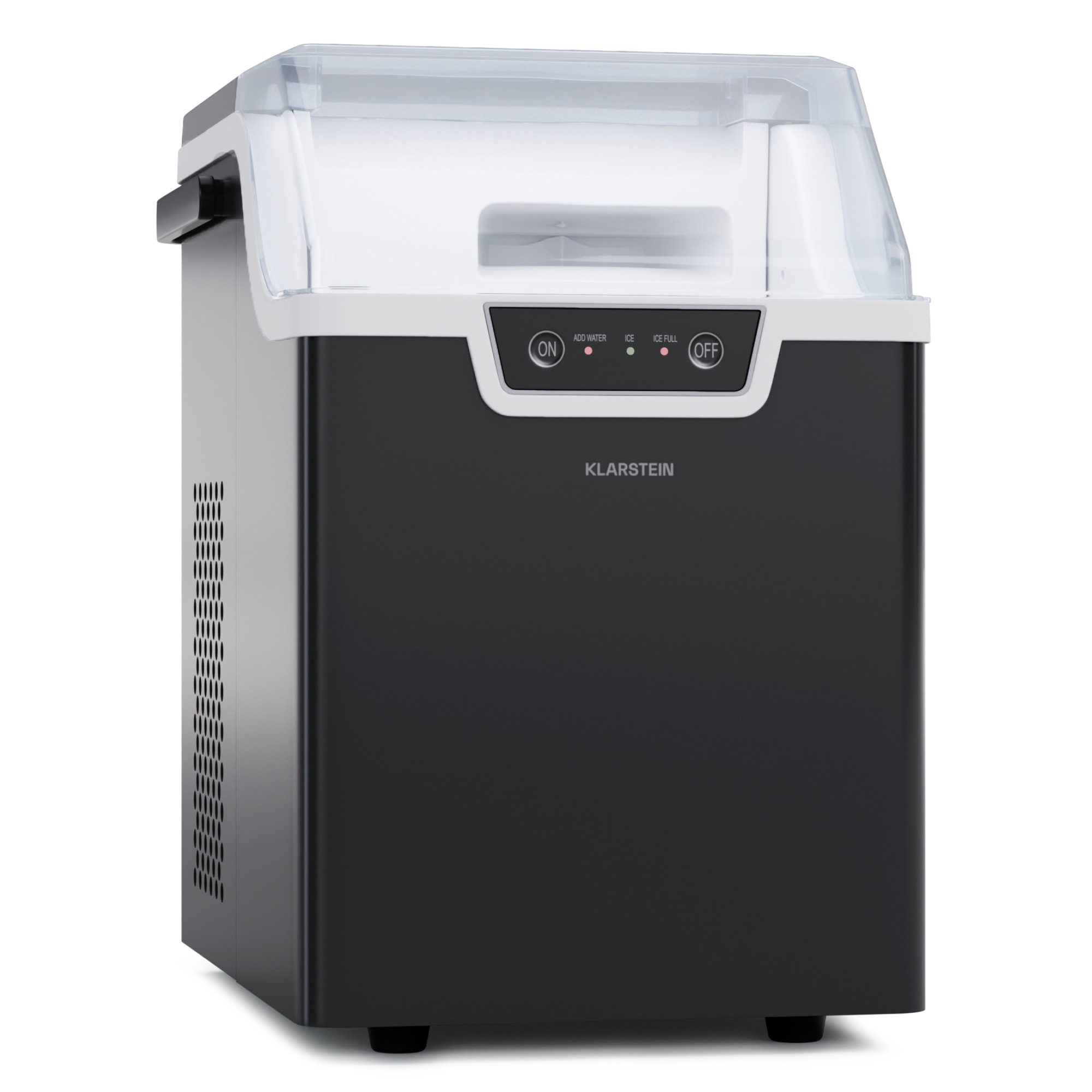 Klarstein Eiswürfelmaschine Wallberg nugget ice maker 12 kg black Eiswürfelbereiter, Edelstahl für Zuhause 12kg/Tag Display 1,7 L Eiswürfelbereiter