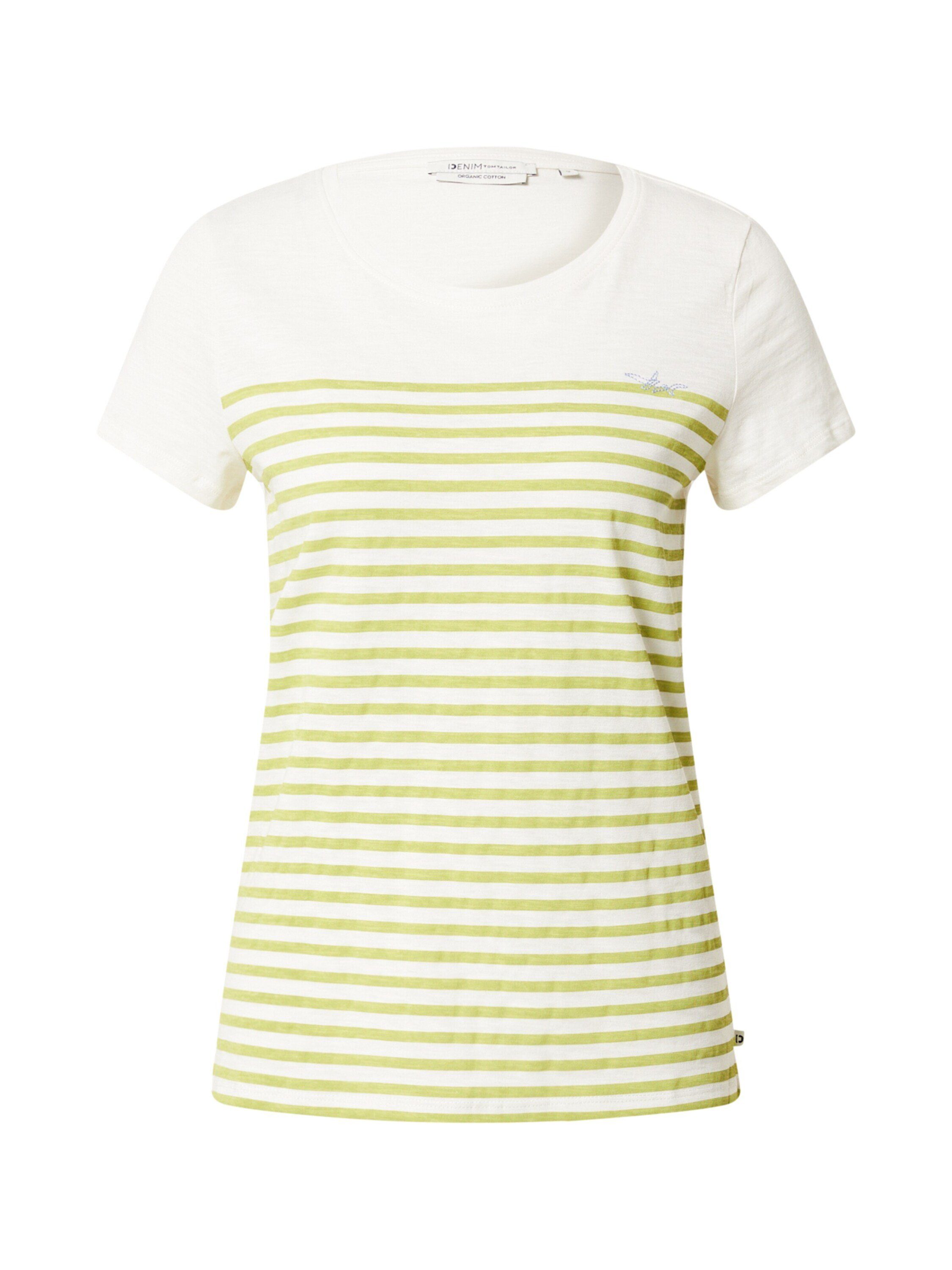 Weiteres green (1-tlg) white stripe Detail, T-Shirt Denim TOM Stickerei TAILOR
