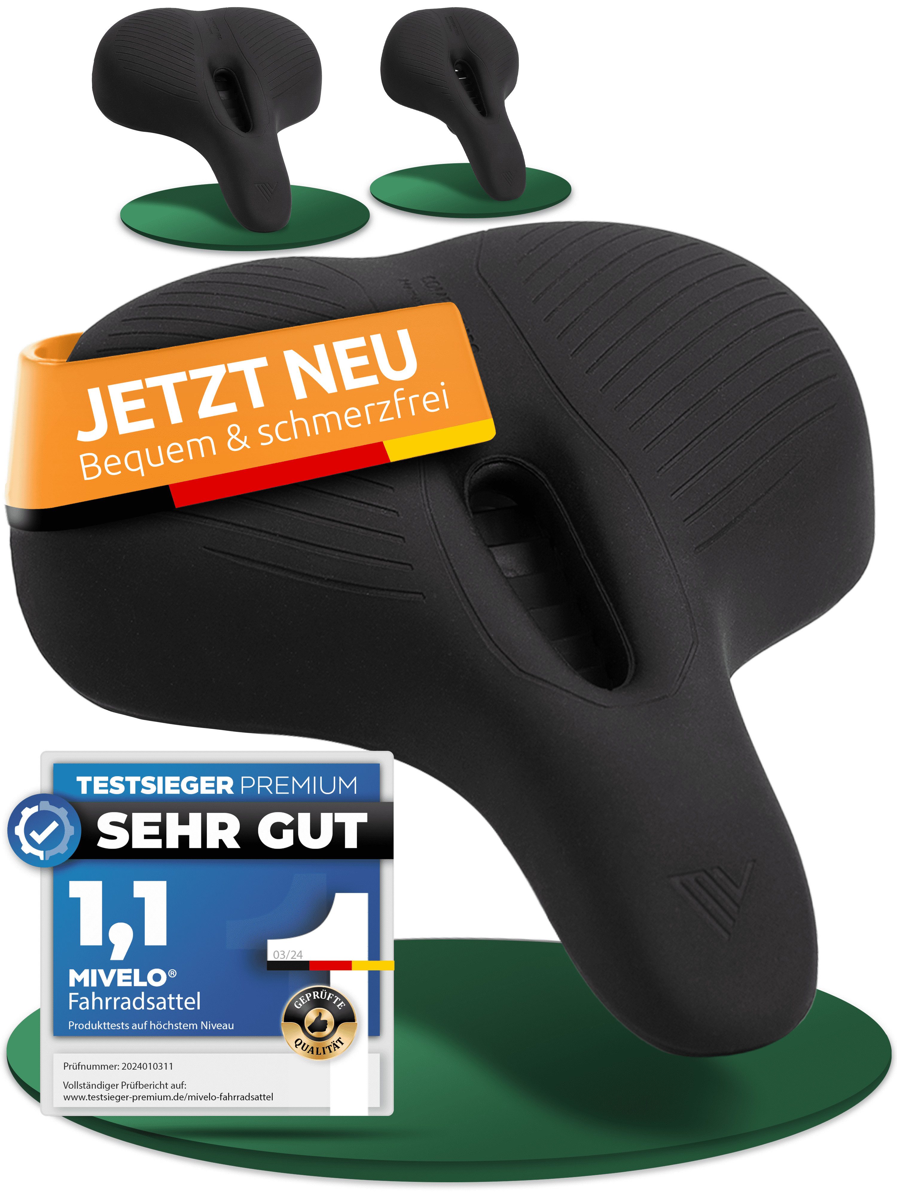 MIVELO Fahrradsattel Comfort PRO bequem für Damen & Herren - Memory Foam, 5-Zonen-Komfort, für City-Bike, Trekking & MTB