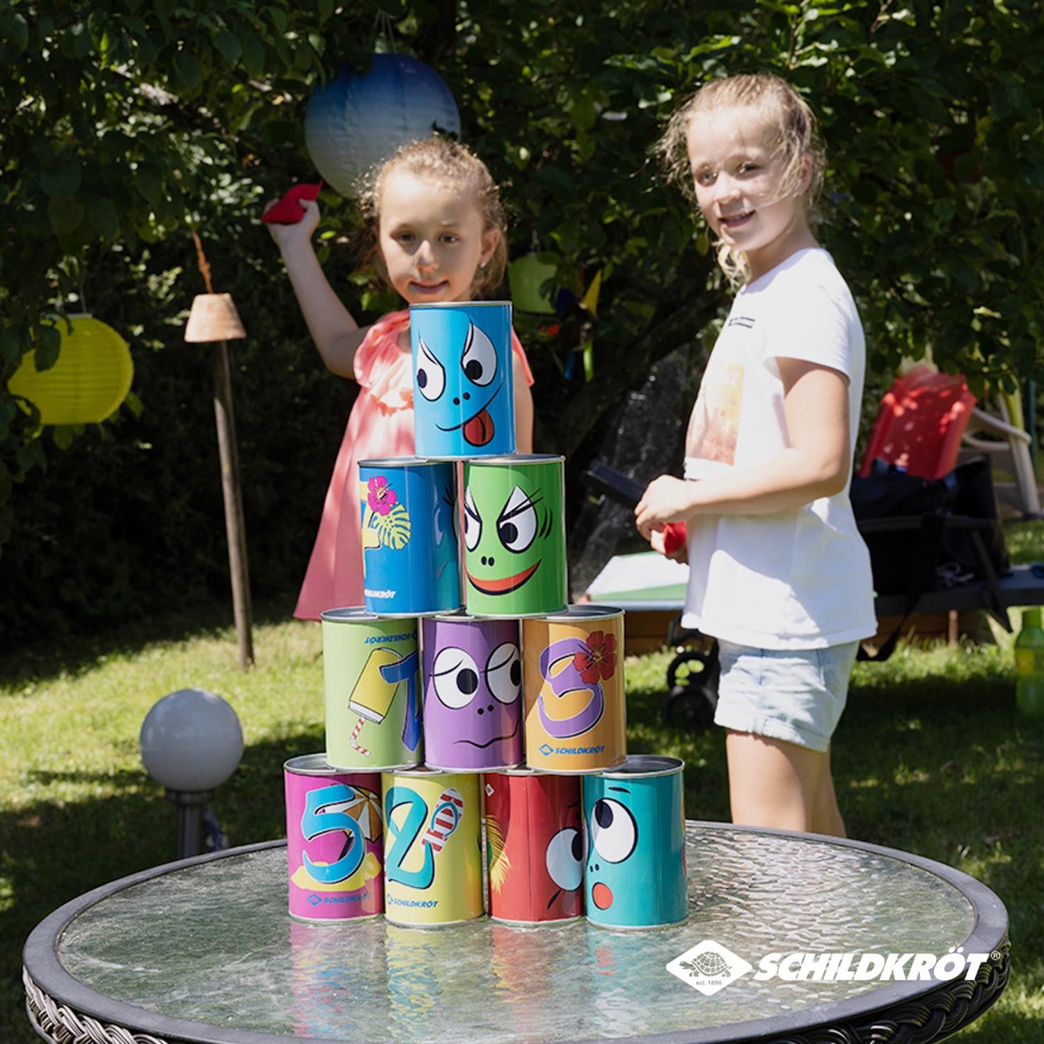 Schildkröt Spiel Dosenwurfspiel, Dosenwerfen Kinder Wurfspiel Kindergeburtstage Büchsenwerfen