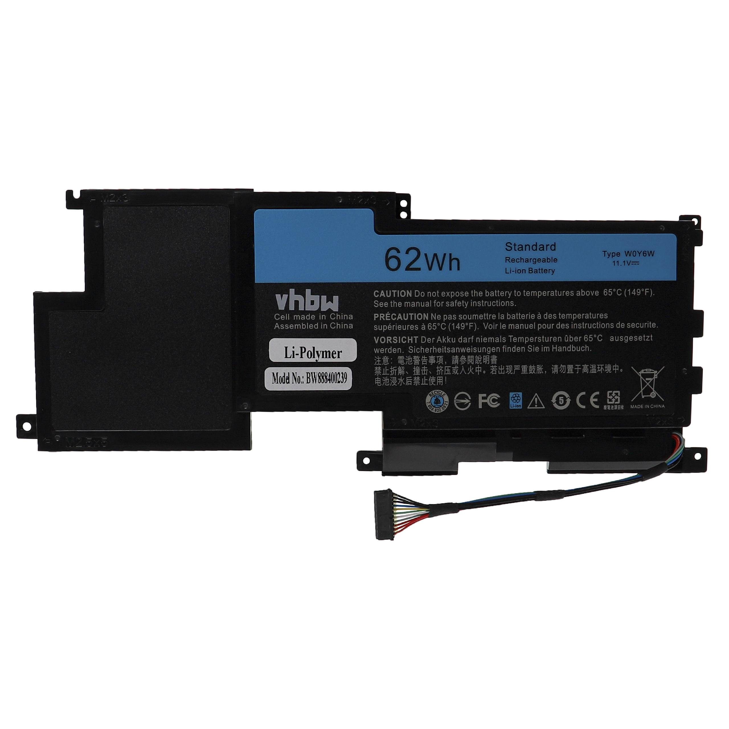 vhbw Ersatz für Dell 09F233, W0Y6W, WOY6W für Laptop-Akku Li-Polymer 5600 mAh (11,1 V)