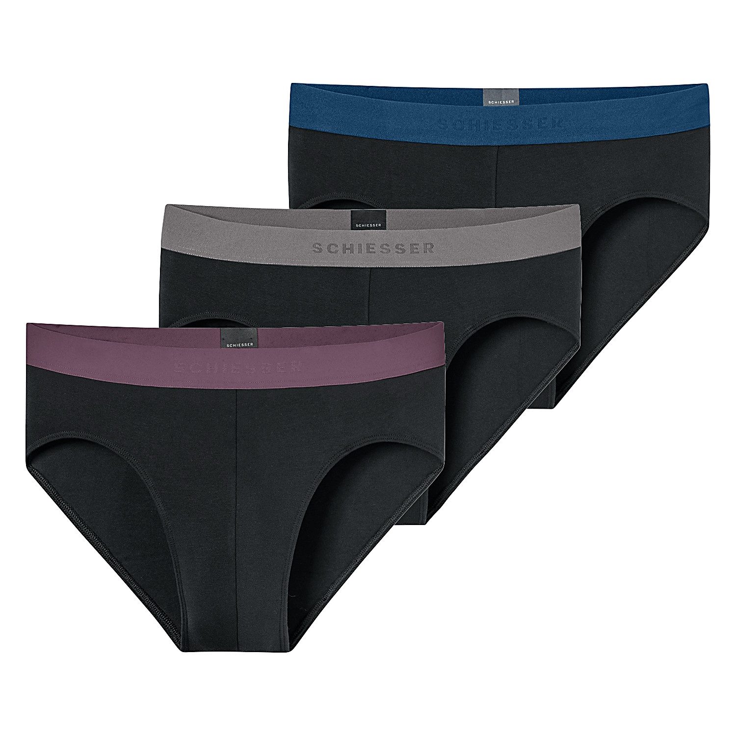 Schiesser Rioslip 95/5 Organic Cotton Herren Slip (Packung, 3-St., 3er-Pack) sportiver Style mit Logo-Webbund
