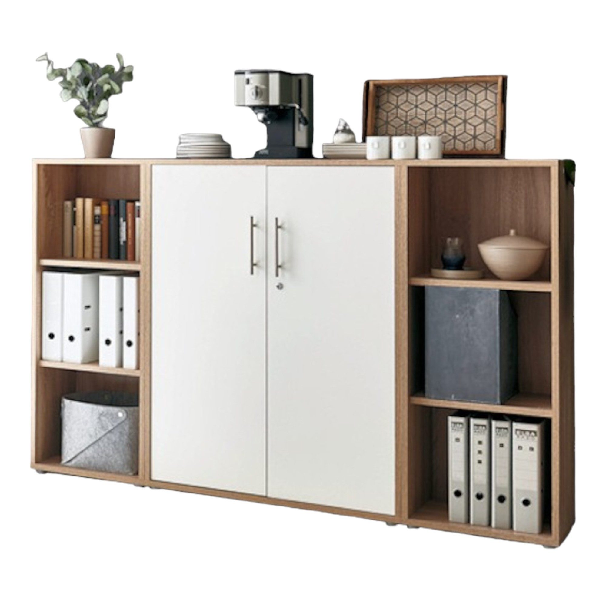 moebel-dich-auf Aktenschrank TABOR 2 (Büroschrank Aktenregal ideal für DIN A4 Ordner, abschließbar Metallgriffe) Made in Germany