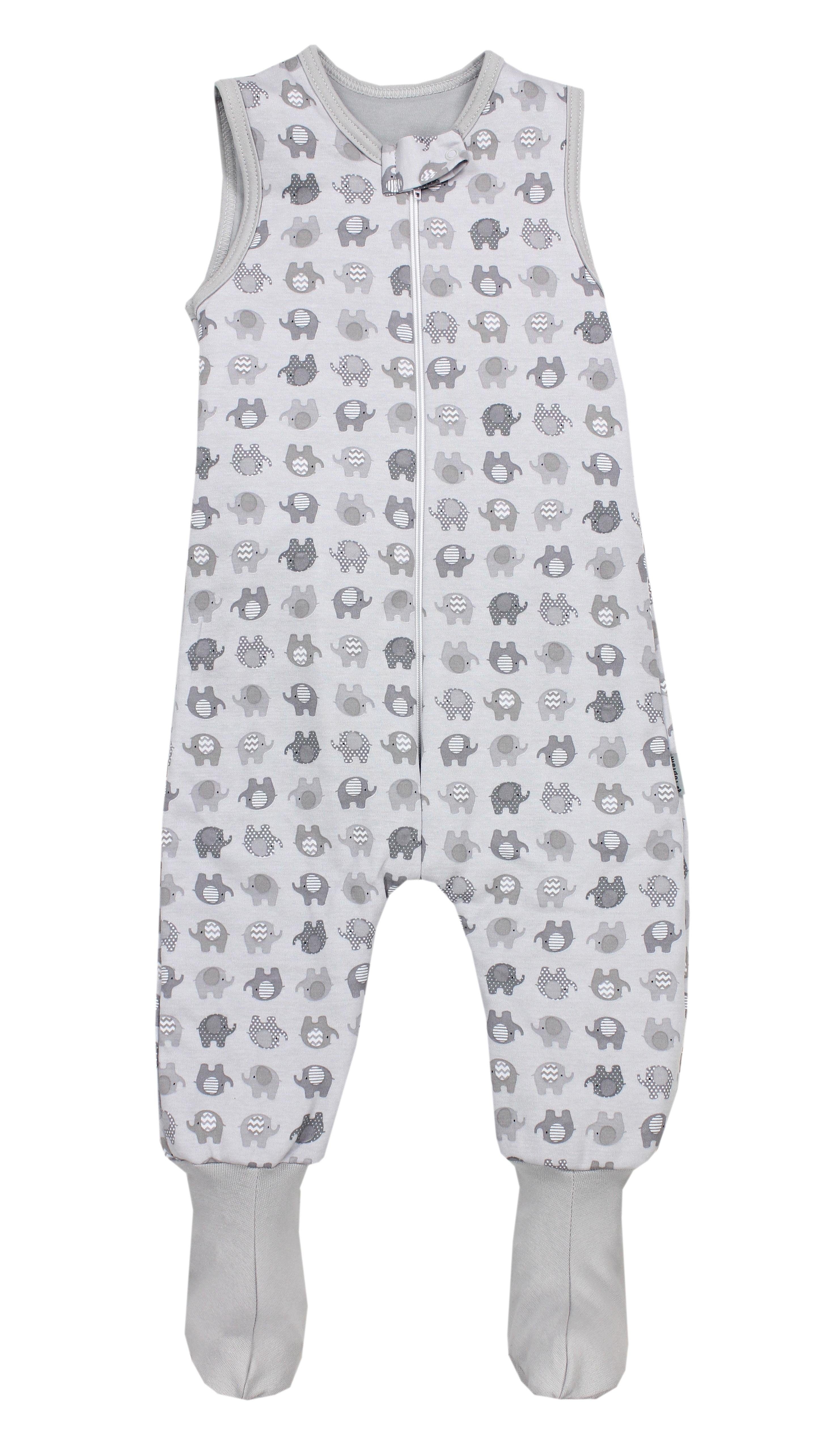 TupTam Babyschlafsack Winterschlafsack mit Beinen und Füßen OEKO-TEX zertifiziert, 2.5 TOG Elefant Grau