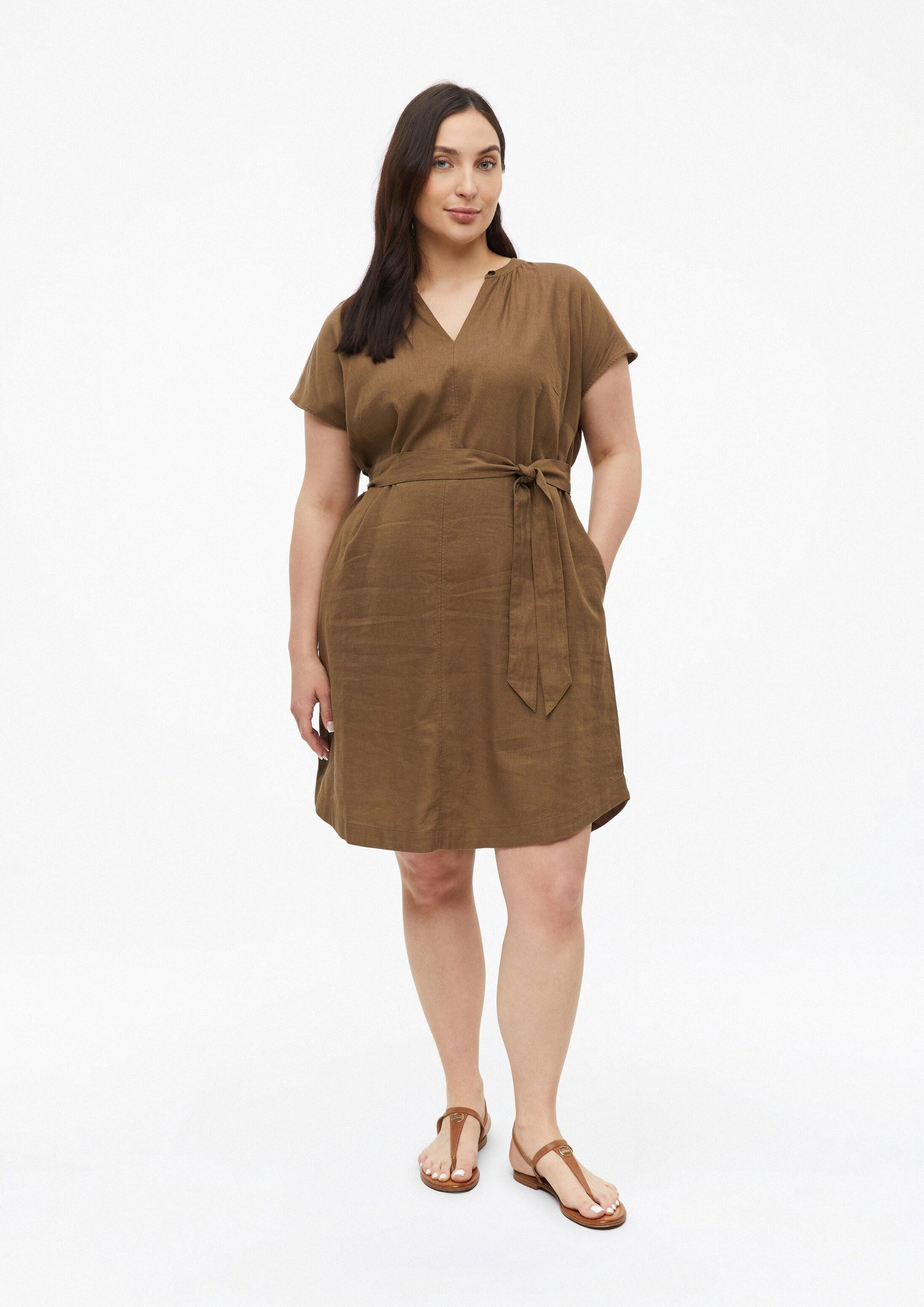 s.Oliver Minikleid Kleid Leinenmix-Kleid mit Eingrifftaschen