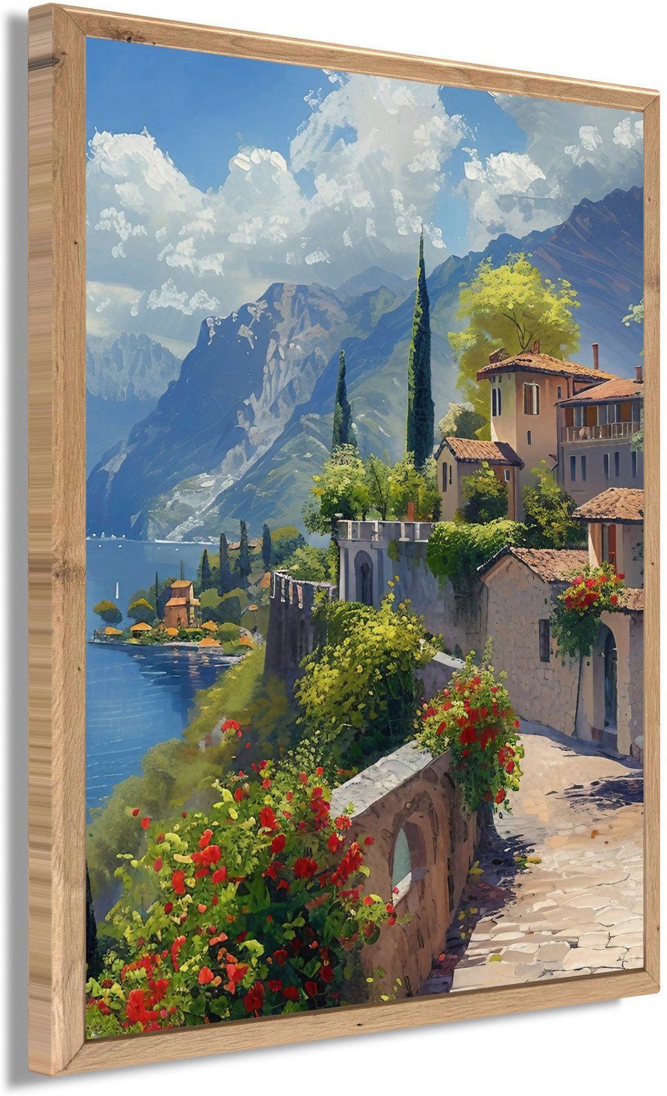 Bönninghoff Bild mit Rahmen Wandbild gerahmt LAKE GARDA 40x50 cm – Natur Wandbild beruhigend, Berge & Alpenbilder, Italien, See, mit dekorativem Rahmen – Bild 2 von 5