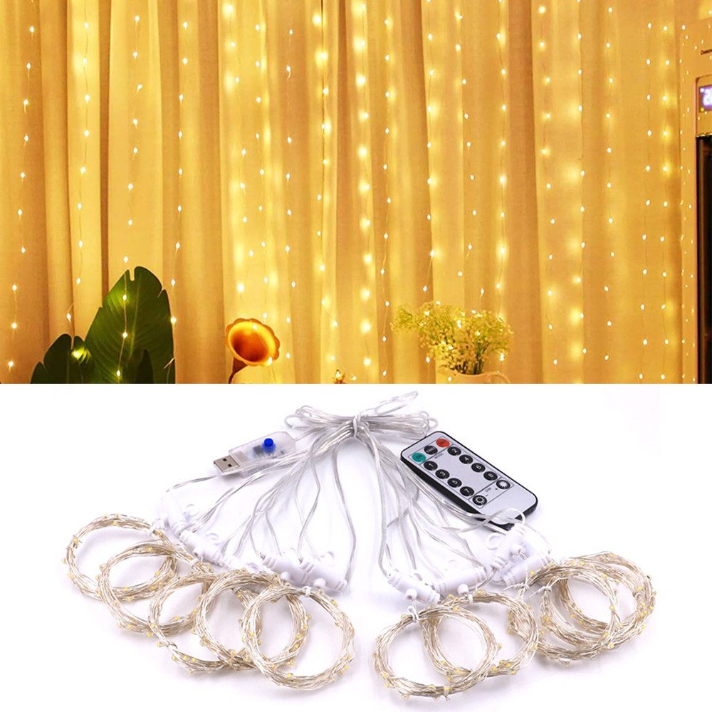 zggzerg LED-Lichterkette LED Lichtervorhang, 3×3M Vorhanglichter günstig online kaufen