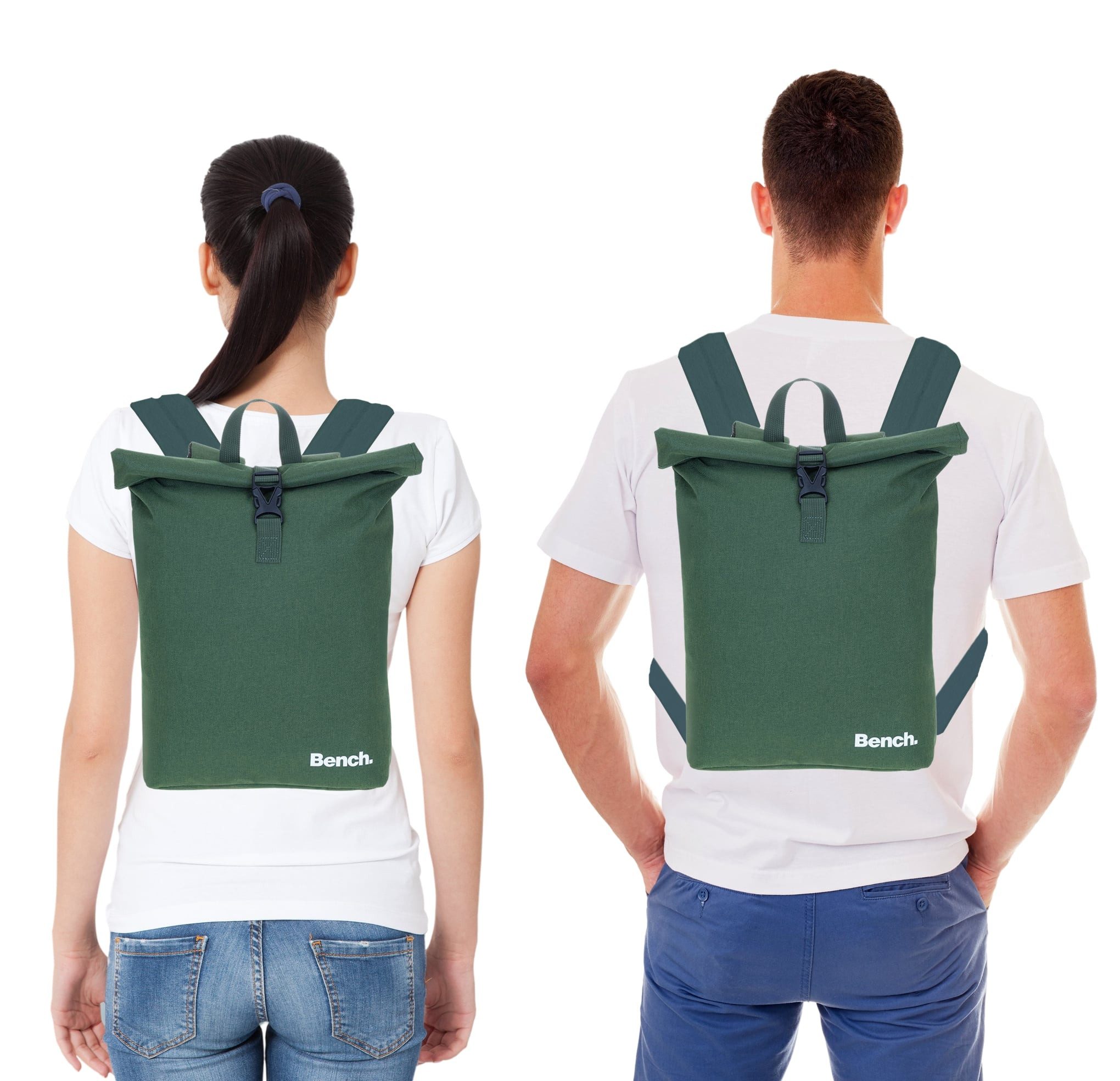 Bench. Freizeitrucksack Rucksack Damen Roll-Top Medium Größe A4 Tasche, Laptop Fach Daypack Büro Freizeit Tasche 64223 + Flasche