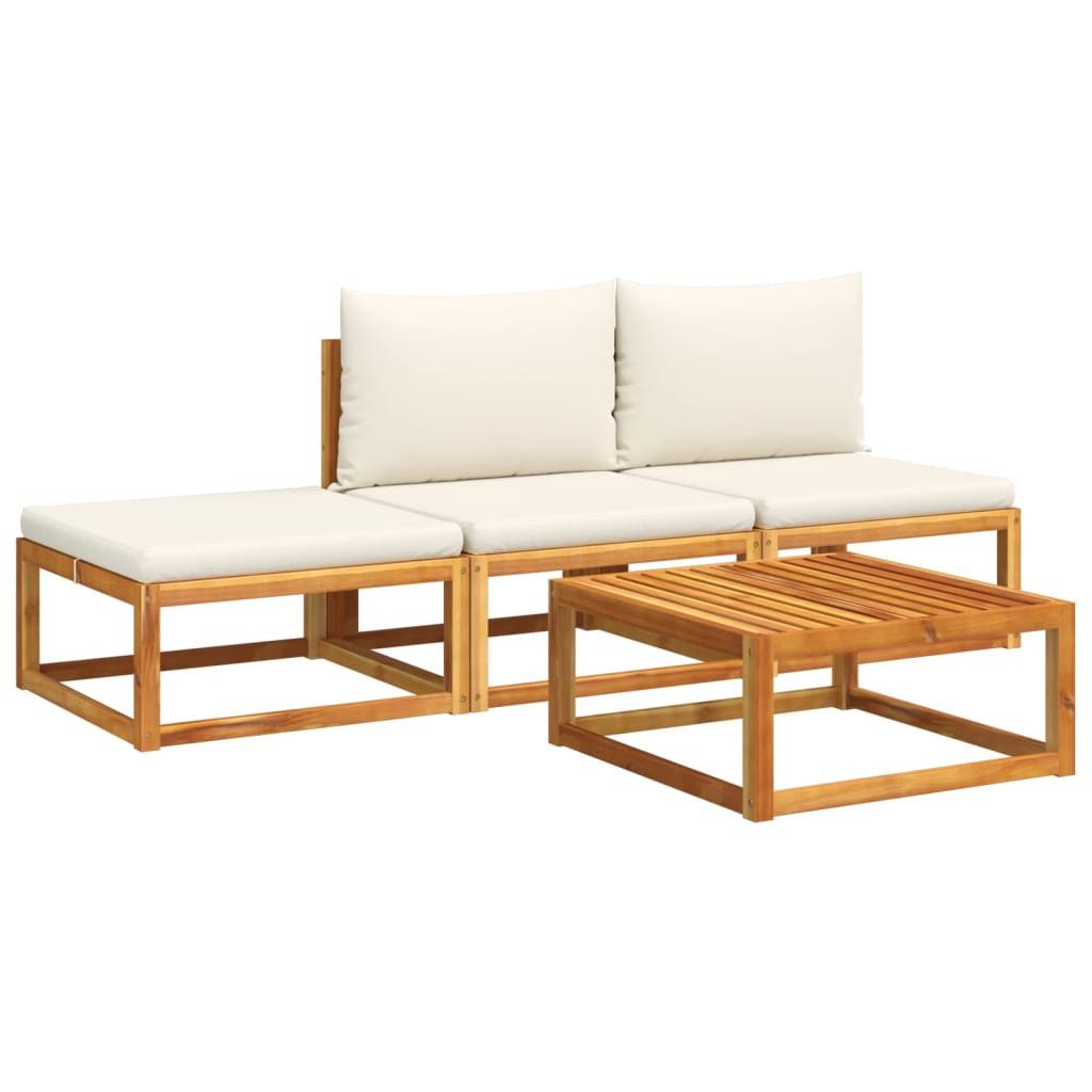 Gartenlounge-Set 4-tlg. Gartensofa-Set mit Kissen Holz & Rattan