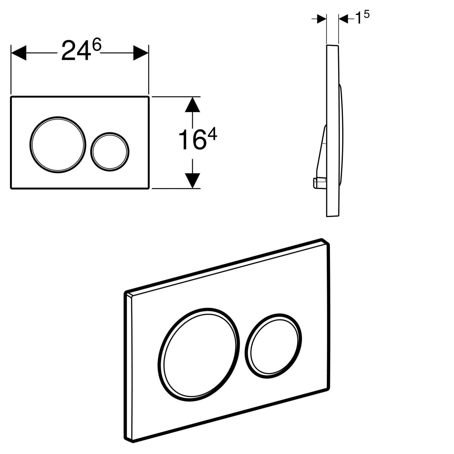 GEBERIT Betätigungsplatten Sigma20 schwarz matt, 2-Mengen-Spülung 115882161