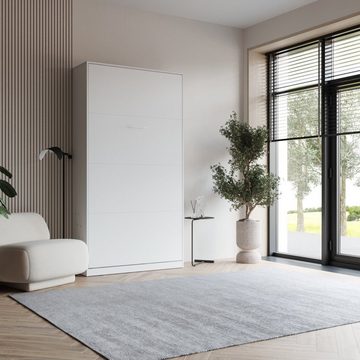 Laros-Living Schrankbett Vertikal Weiß 100/140/160 patentierte Gasdruckfeder Wandklappbett