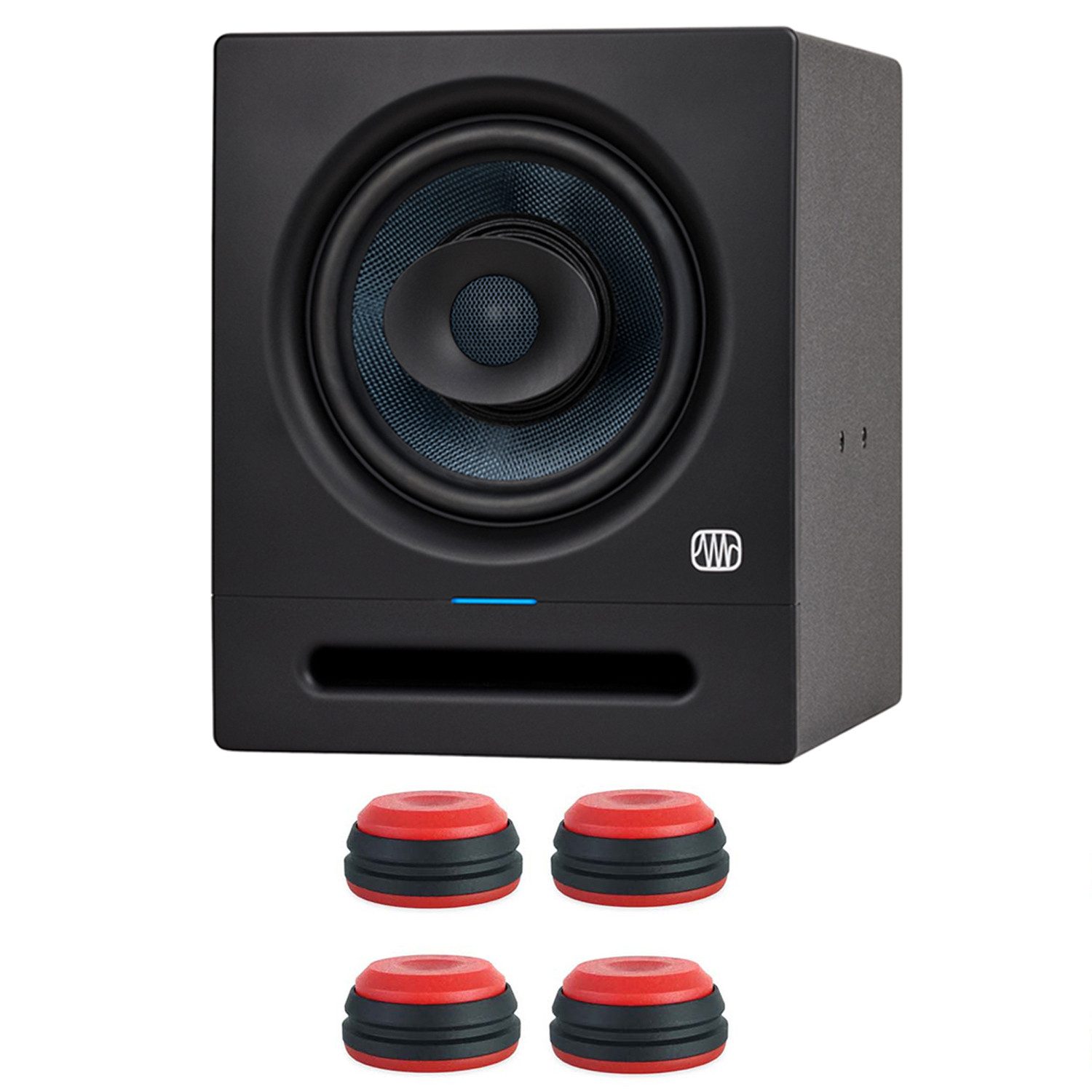 Presonus Studio-Monitor Eris Pro 8 mit Boxenfüße Rot Lautsprecher