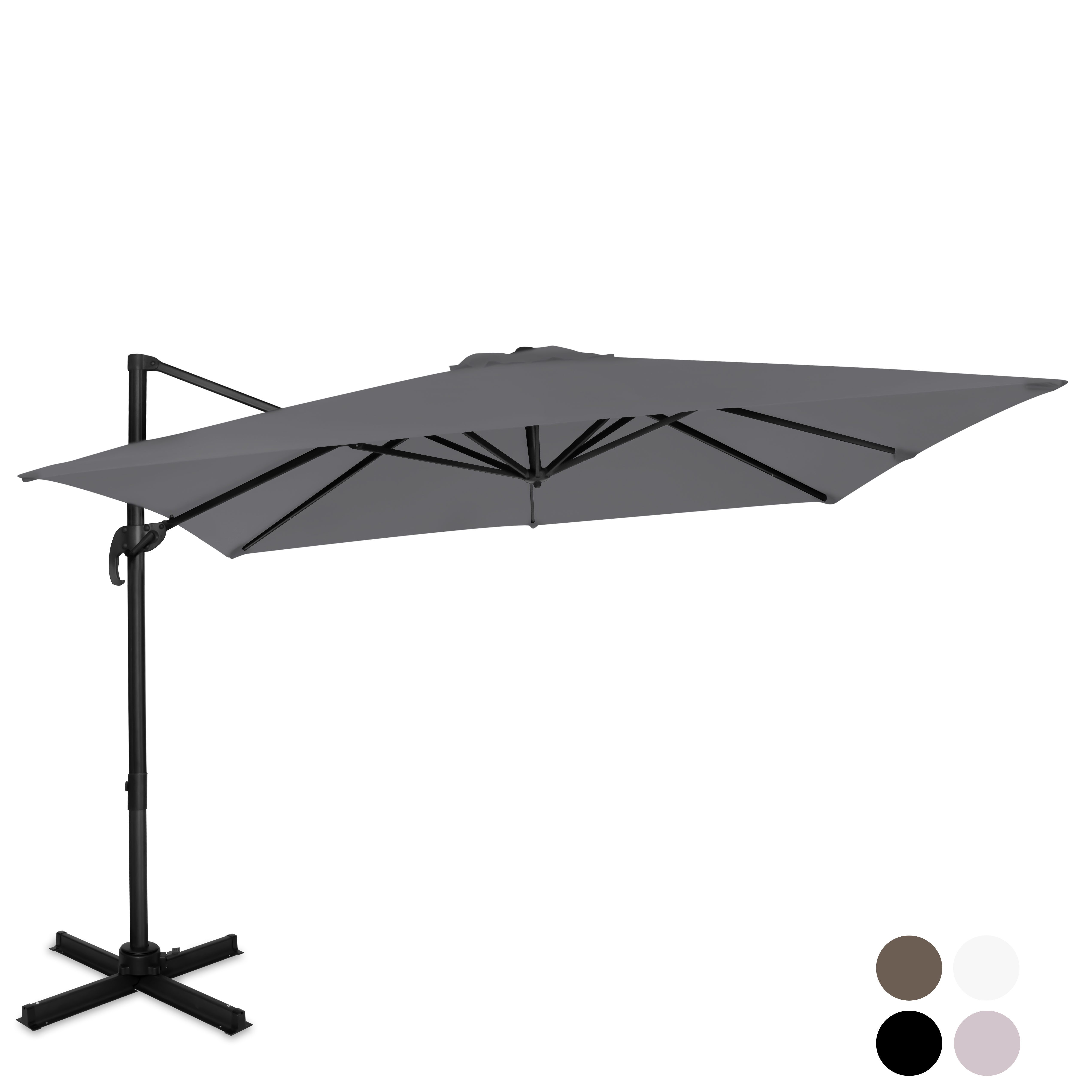 VONROC Sonnenschirm Freitragend für Balkon - Neigbar, Rechteckig, 360° drehbar, LxB: 300x300 cm, Set, Je nach Variante mit oder ohne Sonnenschrimfliesen, Sonnenschutz für Terrasse & Garten - ohne Sonnenschirmfliesen