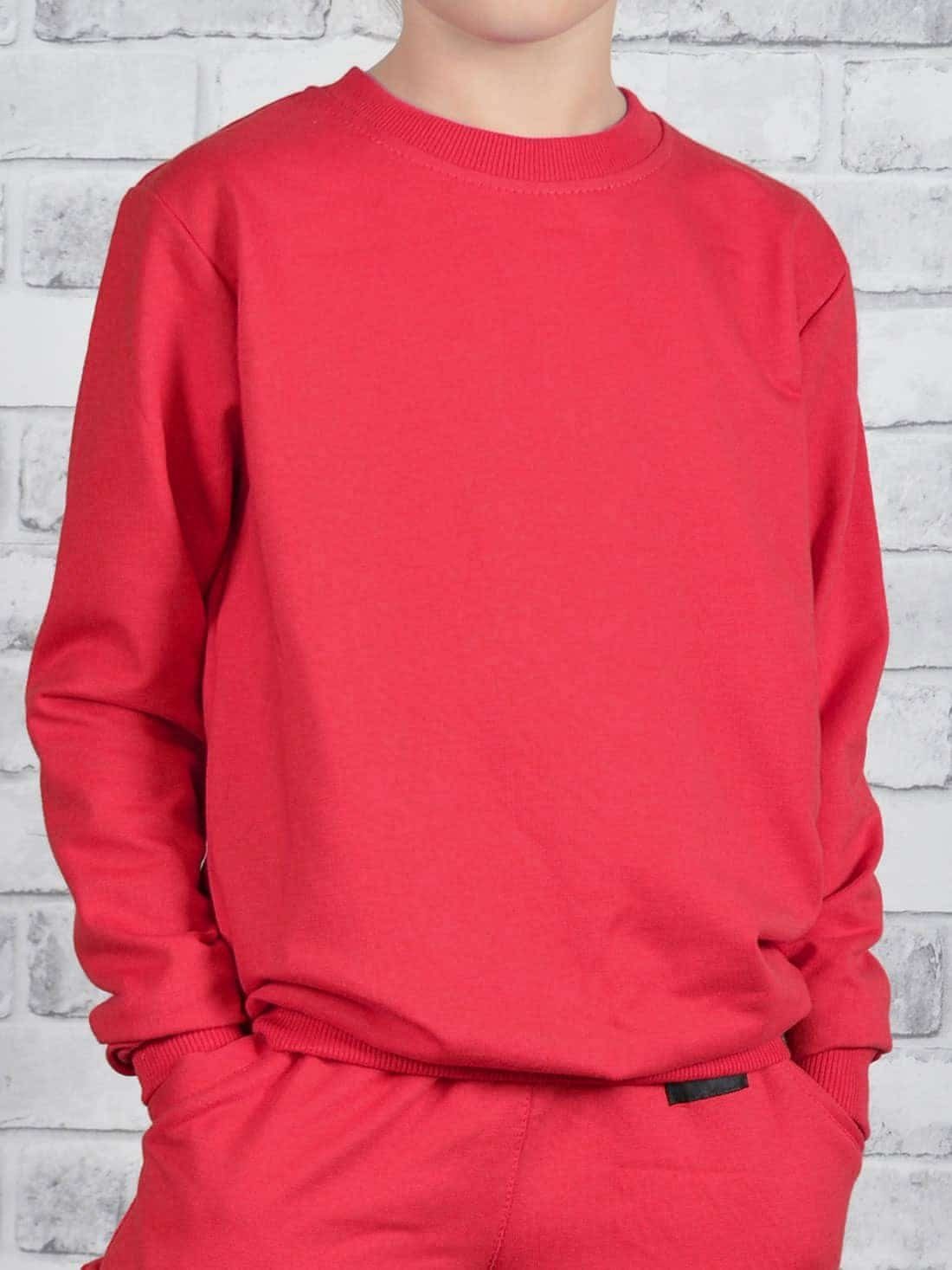 Farben elastischem KMISSO Rot (1-tlg) Mädchen tollen Sweatshirt Sweatshirt Bund mit in