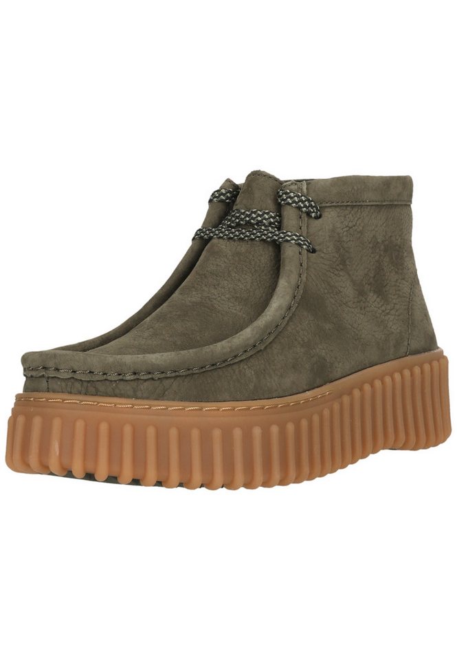 Clarks Torhill Moss Dark Green Nub Schnürschuh mit charakteristischer, gerippter Sohle