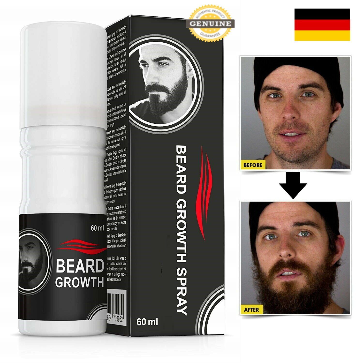 Bartpflege Bartseren MAVURA Bartgel Beard Growth Bart Wachstum Pflege Spray Bartwuchsmittel Bartwuchs Bartwachstum 60ml (100ml/2