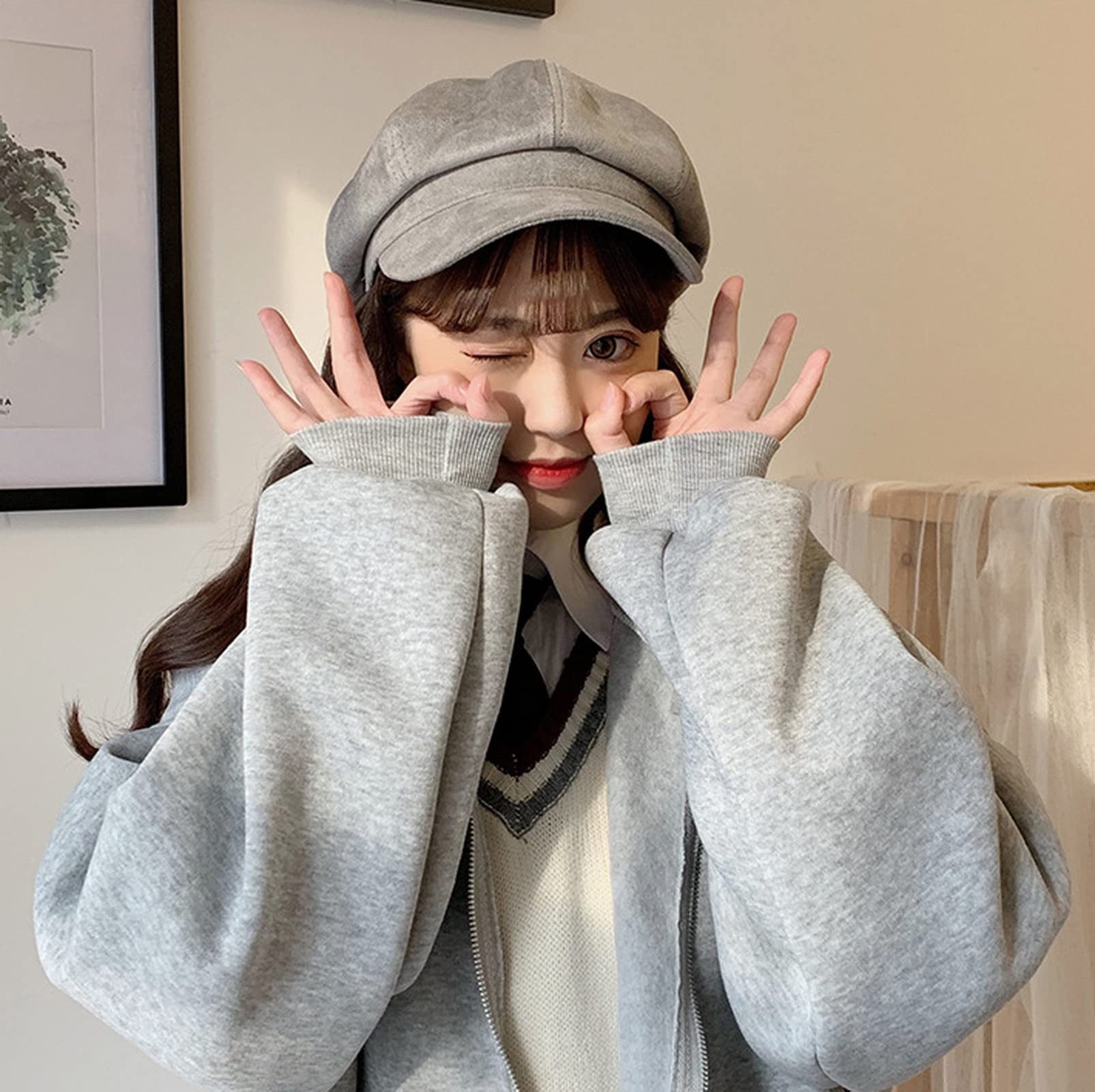 Bextsrack Baskenmütze Schirmmütze Barett Cap Ballonmütze mit Visier für Vier Jahreszeiten