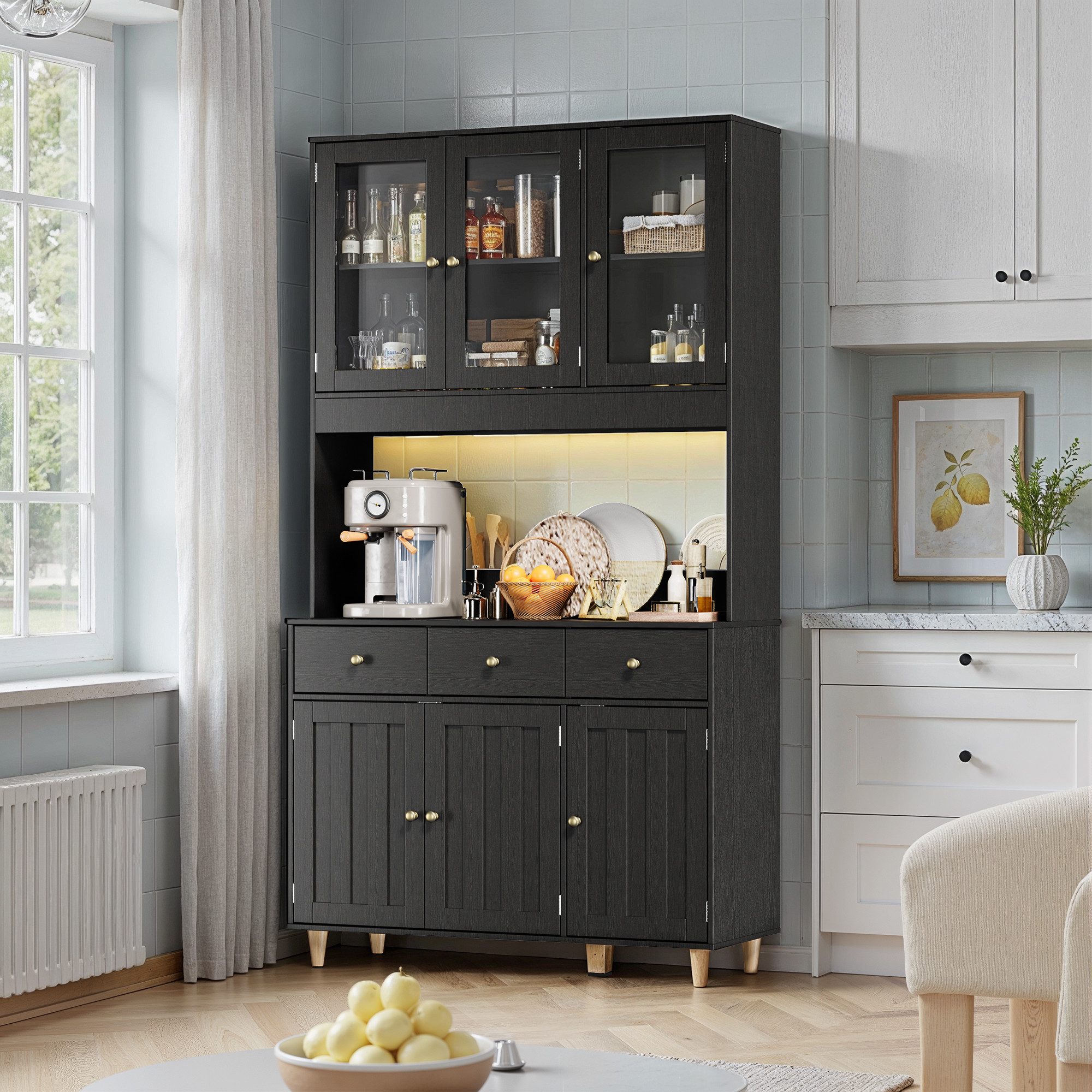 Bealife Sideboard Küchenschrank mit Arbeitsplatte und 3 Schubladen – Bild 4 von 5