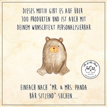Mr. & Mrs. Panda Kosmetiktasche Bär sitzend - Weiß - Geschenk, Teddybär, Kulturtasche, Make-Up Tasche (1-tlg), Einzigartiges Design