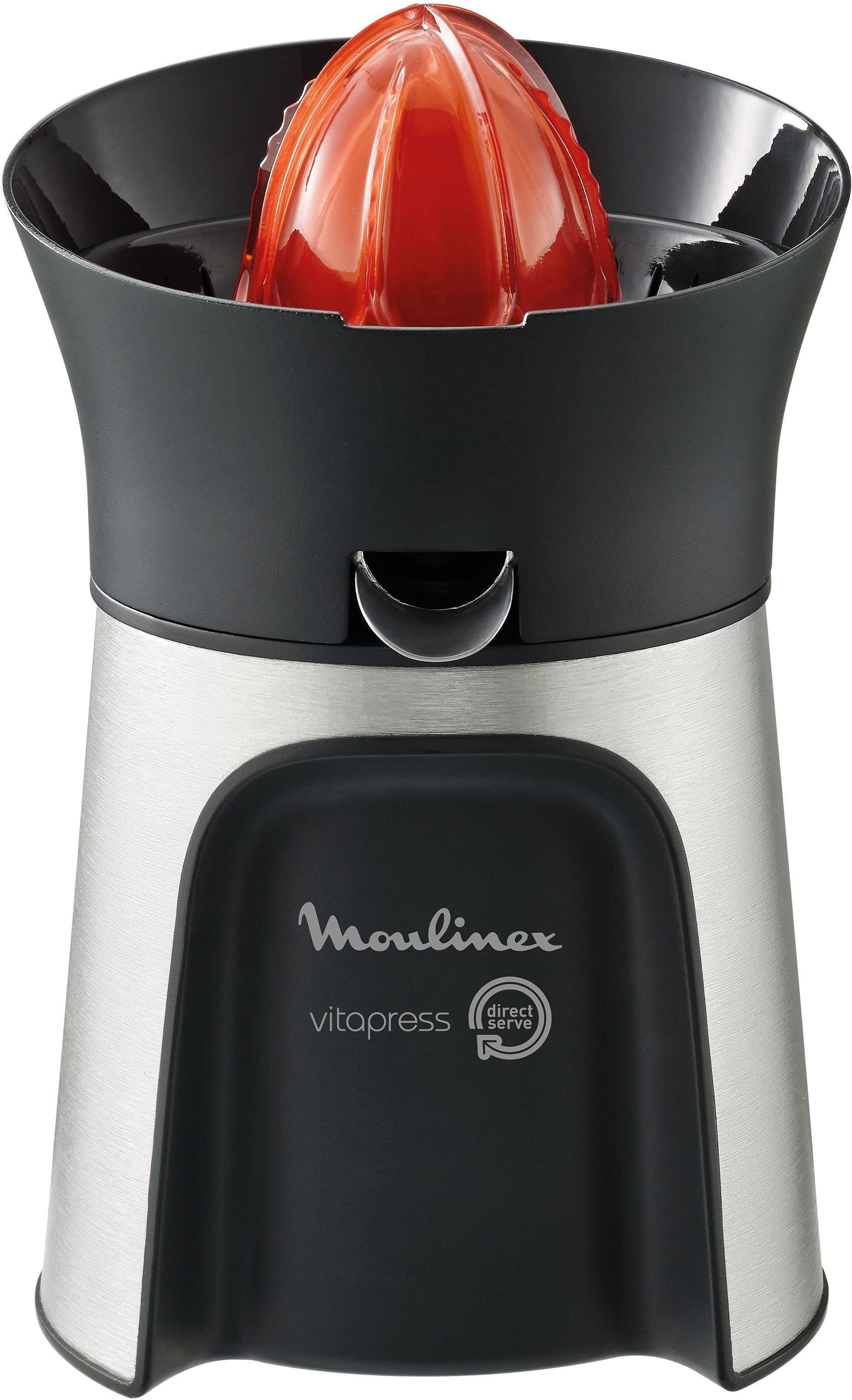 Moulinex Zitruspresse PC603D Vitapress Direct Serve, 100 W, Inkl. 3 Presskegel, Automatisches Ein-/ Ausschalten, Tropfstopp System