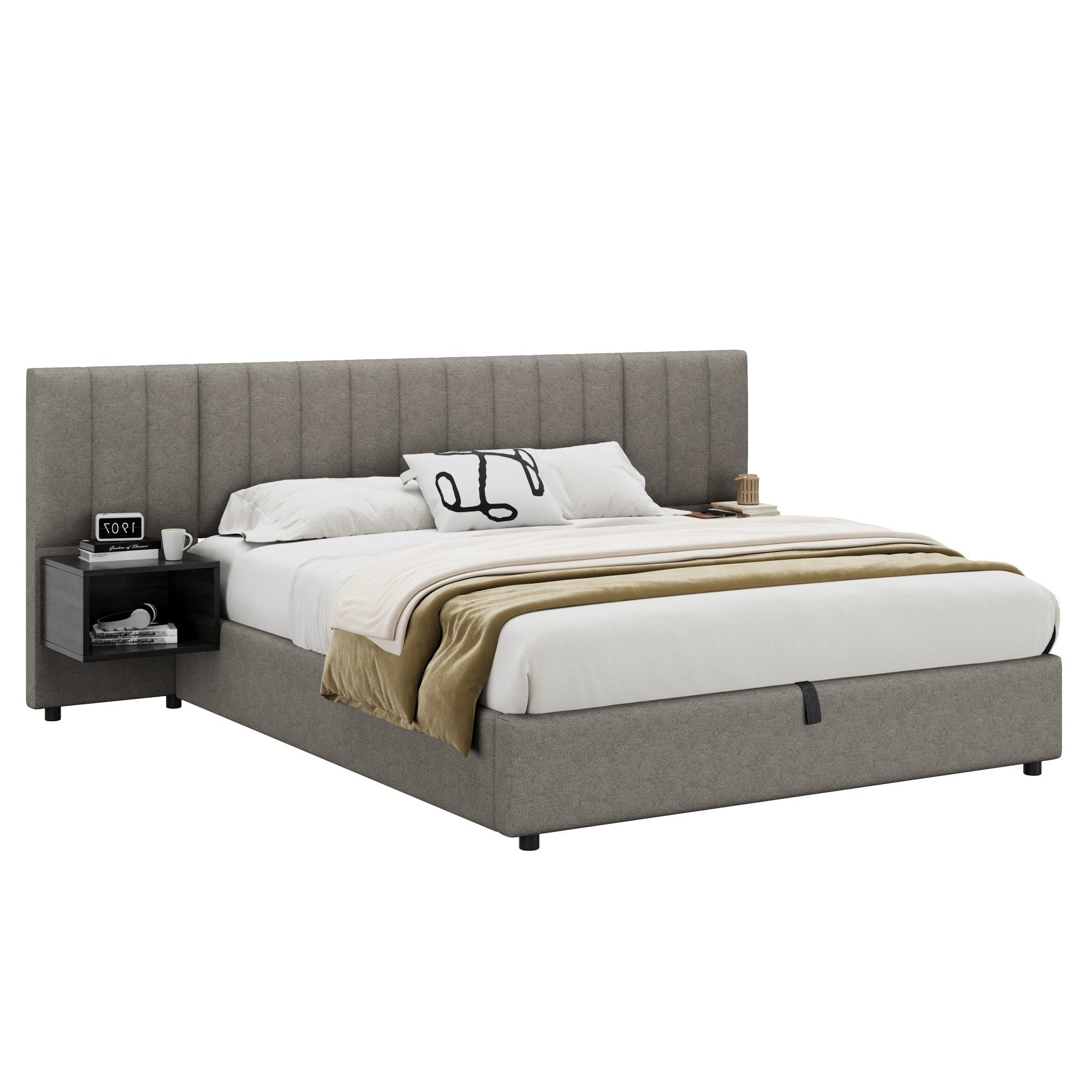 Polsterbett Jugendbett Stauraumbett Doppelbett hydraulisches Nachttischen Stauraum