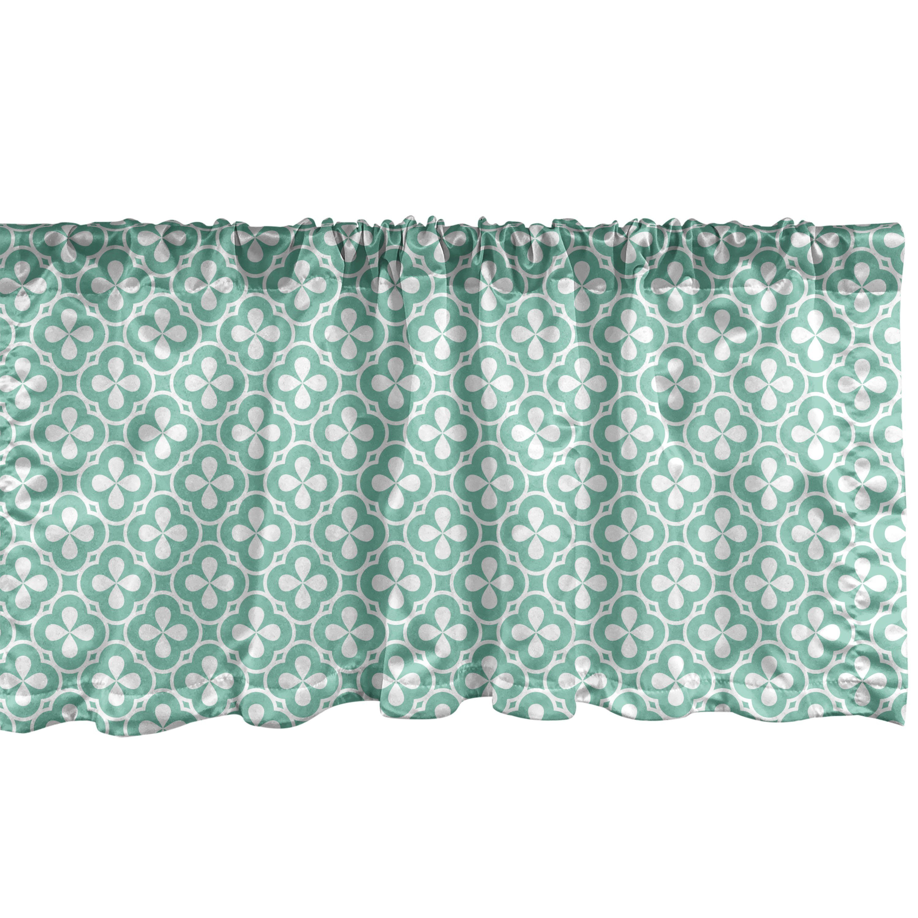 Scheibengardine Vorhang Volant für Küche Dekor Schlafzimmer Stangentasche, Microfaser, Clover Blumen mit Abakuhaus, Celtic