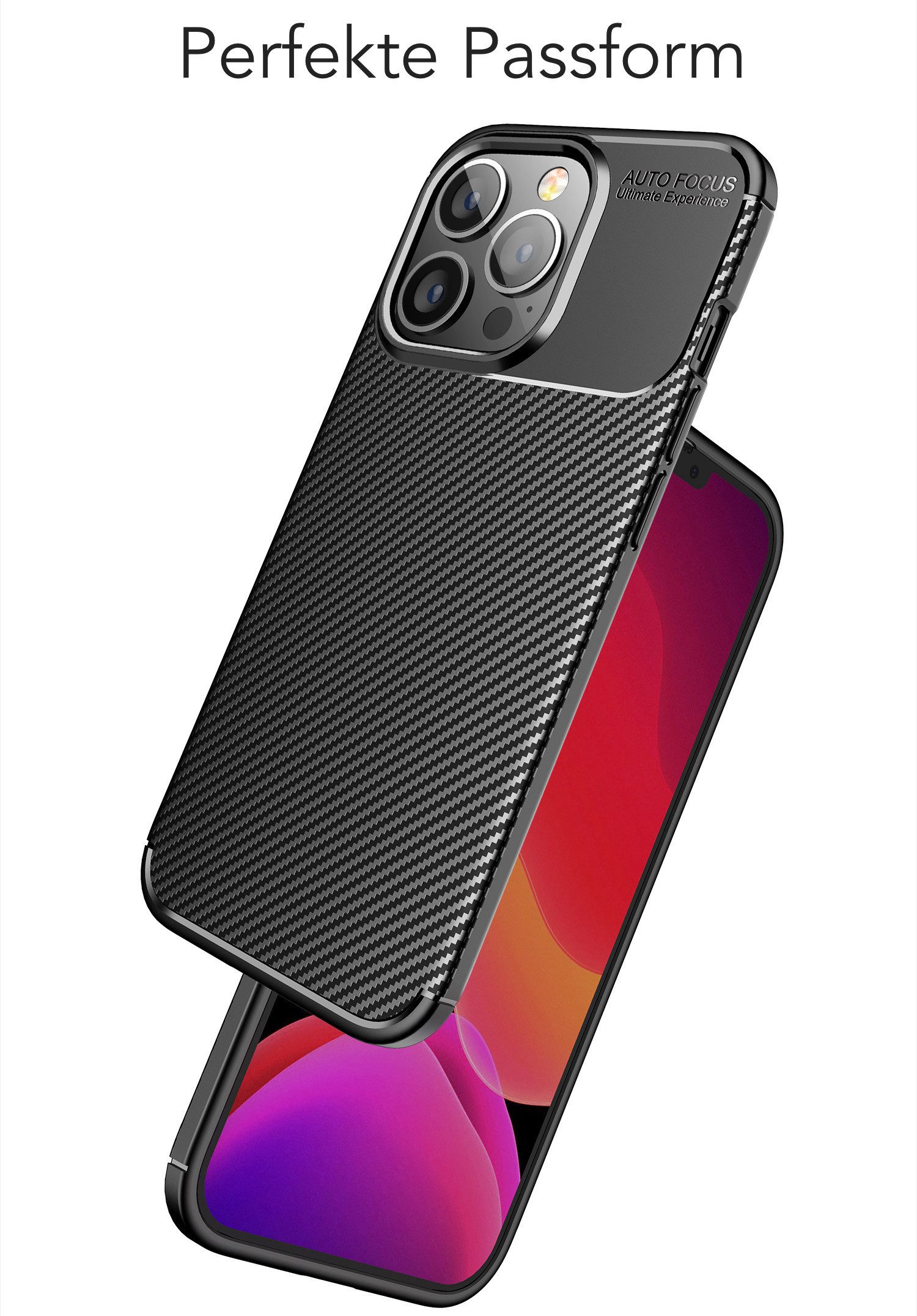 AVANA Handyhülle für iPhone 15 Pro Max Hülle Silikon Schutzhülle Slim Case Cover Bumper, Carbon Optik