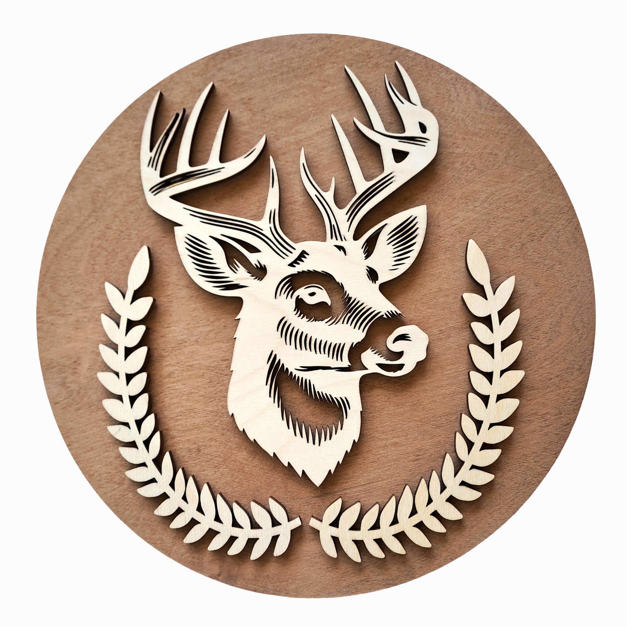 ORNAMENTI Wanddekoobjekt HANDMADE 3D WANDDEKO, Holz, Hirsch, Hirschkopf, Dekoschild, Dekoranz (moderne Deko Anhanger, Hingucker Wandsculptur, Holzbild, geschnitz Wandrelief, Dekofigur, Geweih, stilvolle Wanddekoration, Wandpaneel), Verzierung fur Zuhause, Wohnzimmer, Schlafzimmer, Wandkunst, 6 Größen