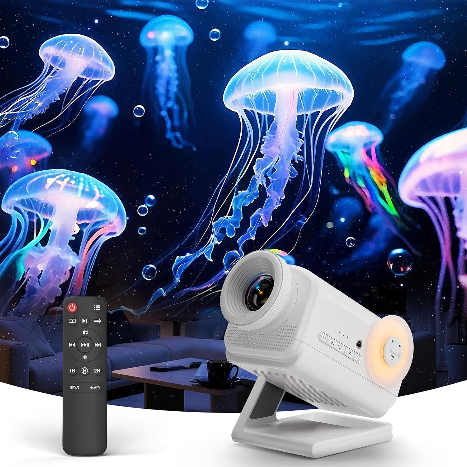ANYSUN LED-Sternenhimmel Projektor HD 3D Galaxy Projector Nachtlicht Kinder, 3D-Projektion mit Bluetooth-Lautsprecher,Fernbedienung,Timer-Funktion, 60 Projektionsthemen, 220° Projektionswinkel & Einstellbarer Fokus